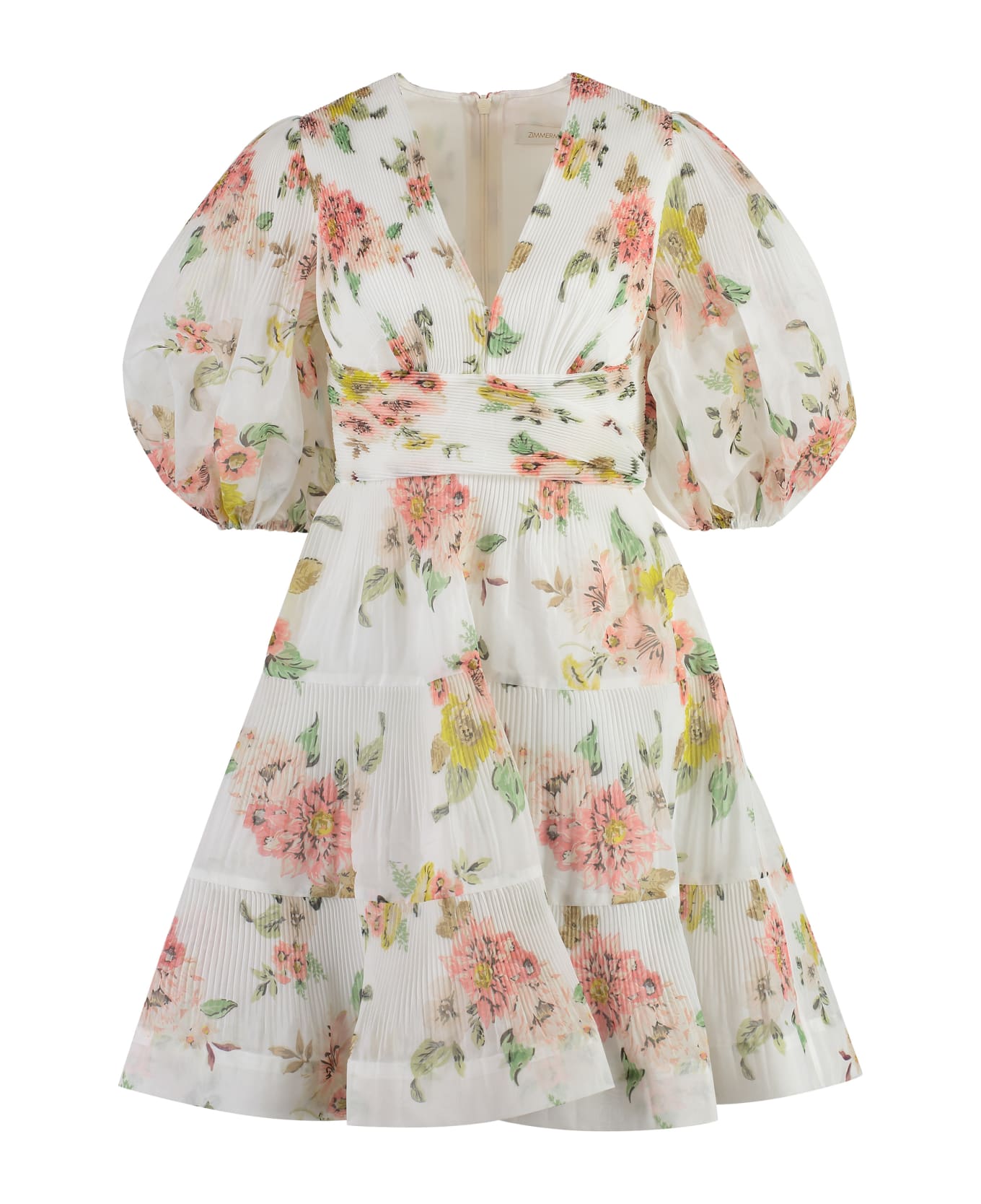 Zimmermann Floral Print Pleated Dress - White ワンピース＆ドレス