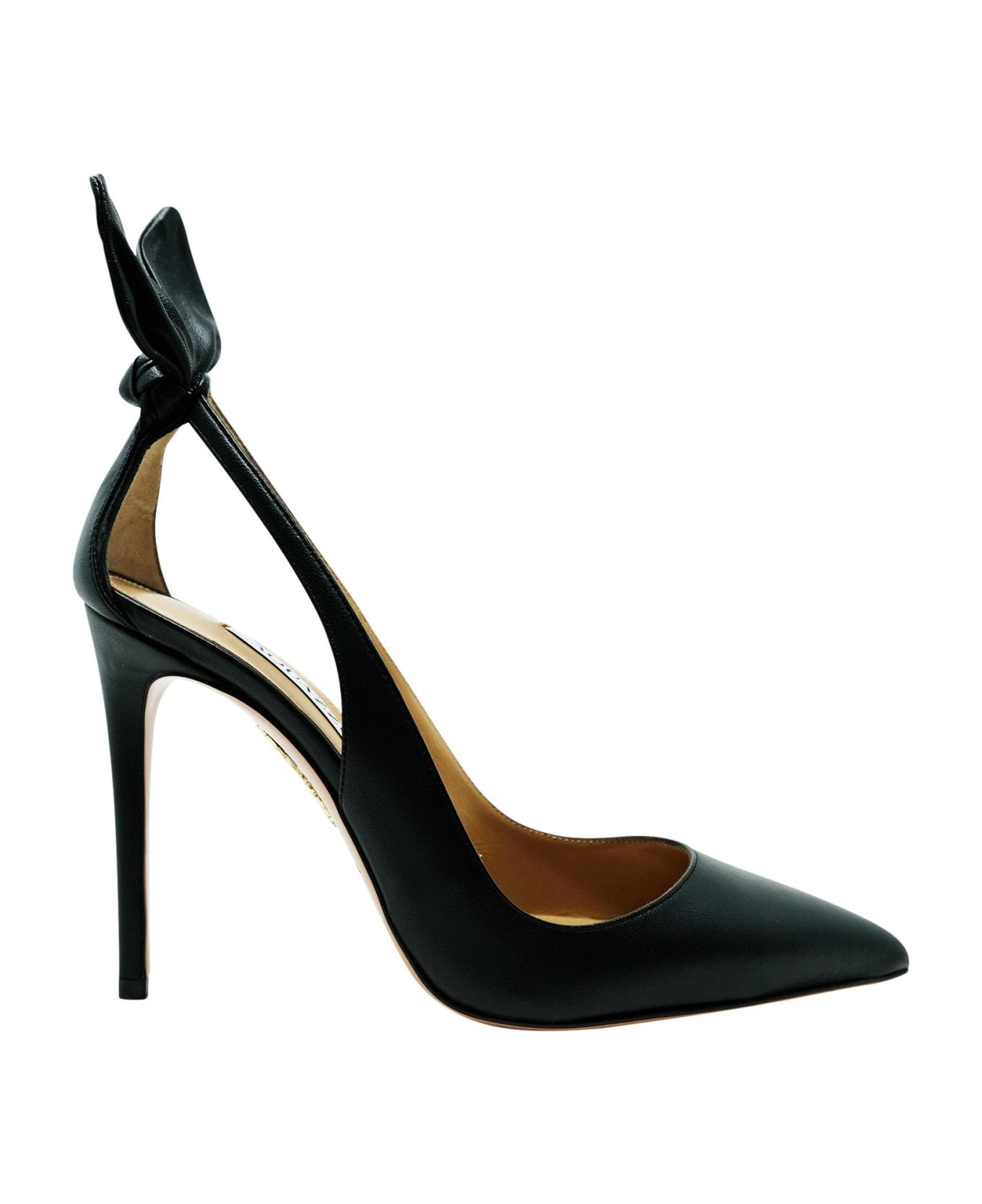 Aquazzura Black Leather Bow Tie Pump 105 Pumps - BLACK ハイヒール