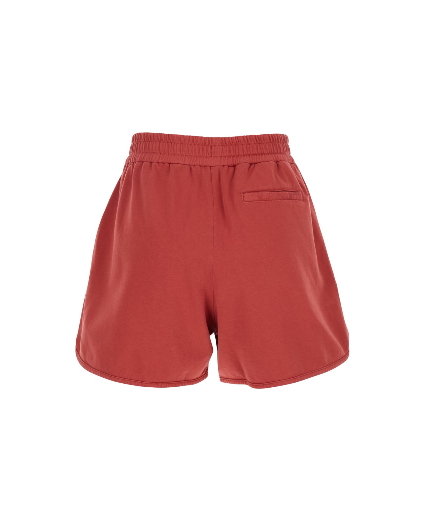 Brunello Cucinelli Red Shorts With Elastic Drawstring Waist In Cotton Man - Red