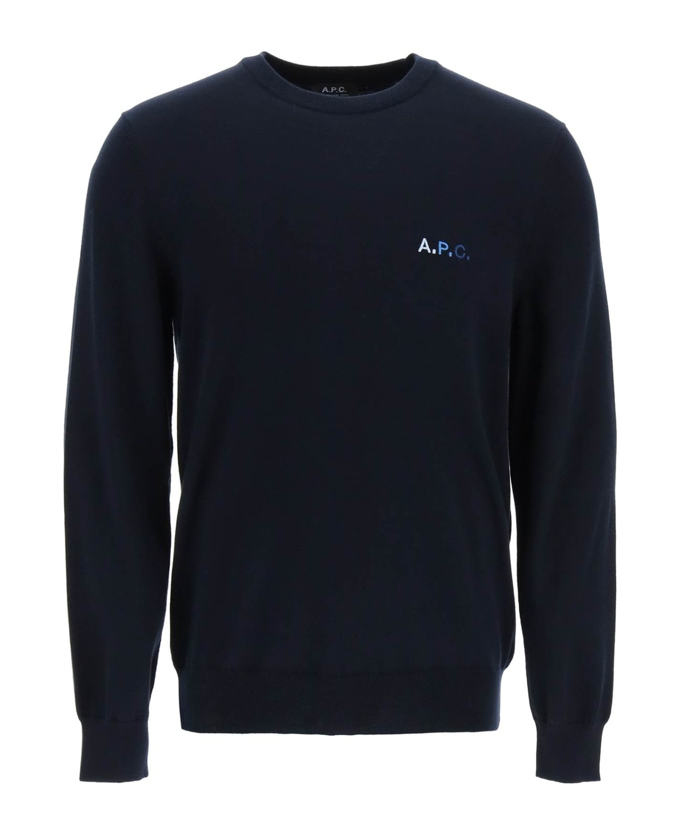 A.P.C. Blue Crew-neck Sweater With Mini Logo - blue