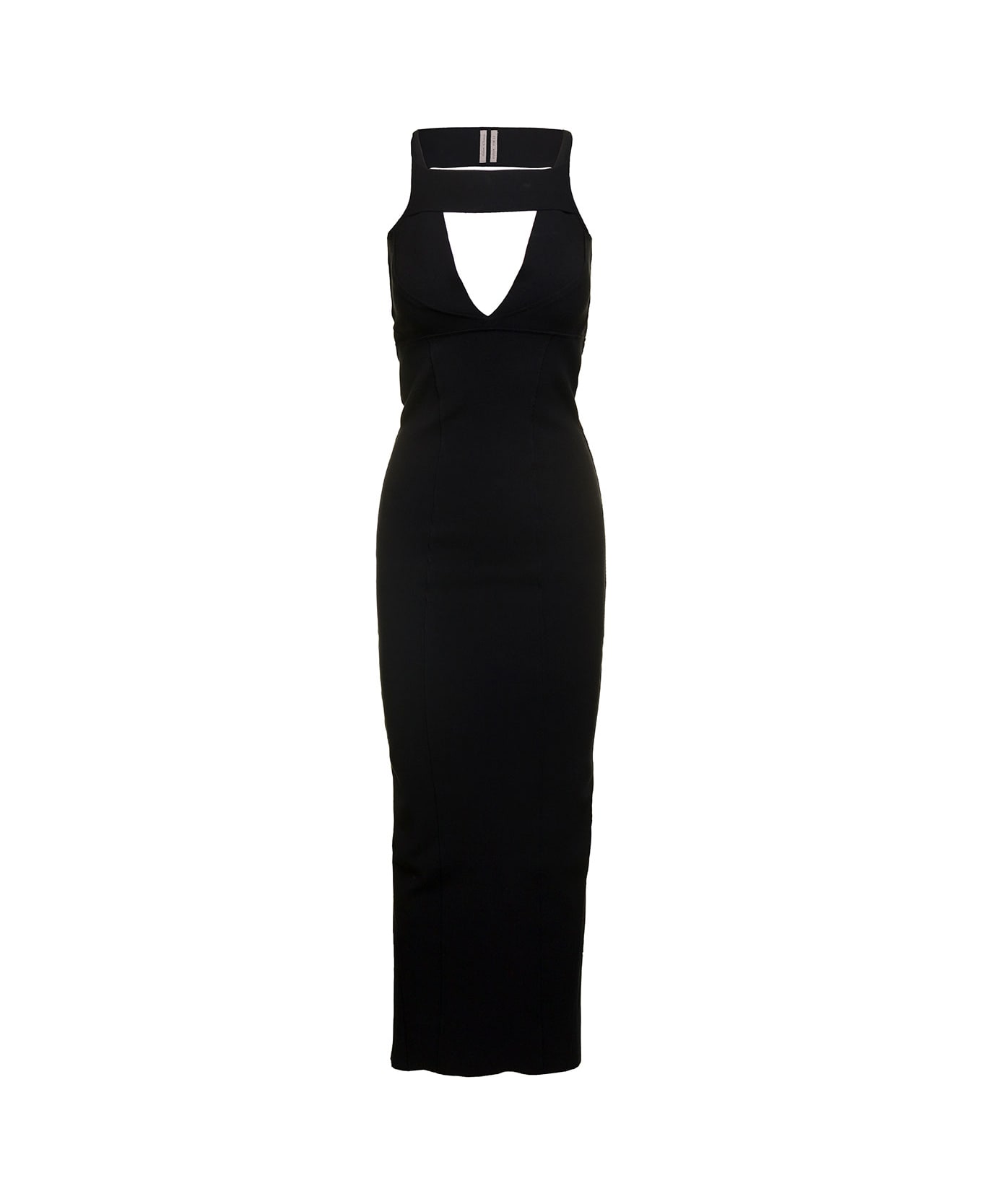Rick Owens Maxi Black Dress With Cut-out In Viscose Blend Woman - Black