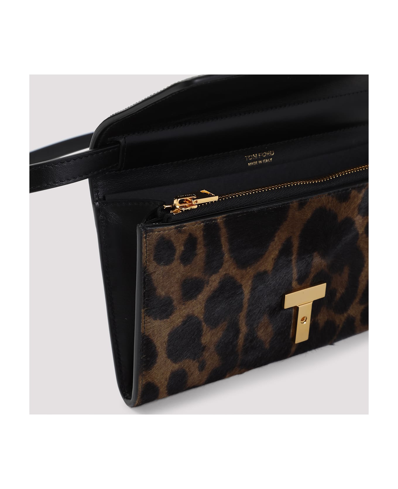 Tom Ford Leopard Wallet On Strap - Brown Olive Black
