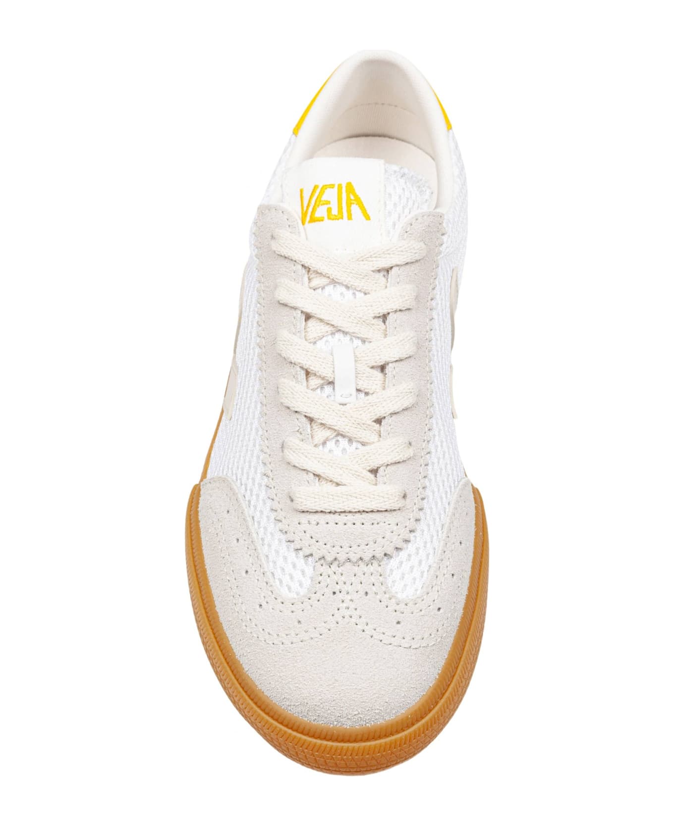 Veja Volley Sneakers In Leather And Suede Color White And Yellow - Rock