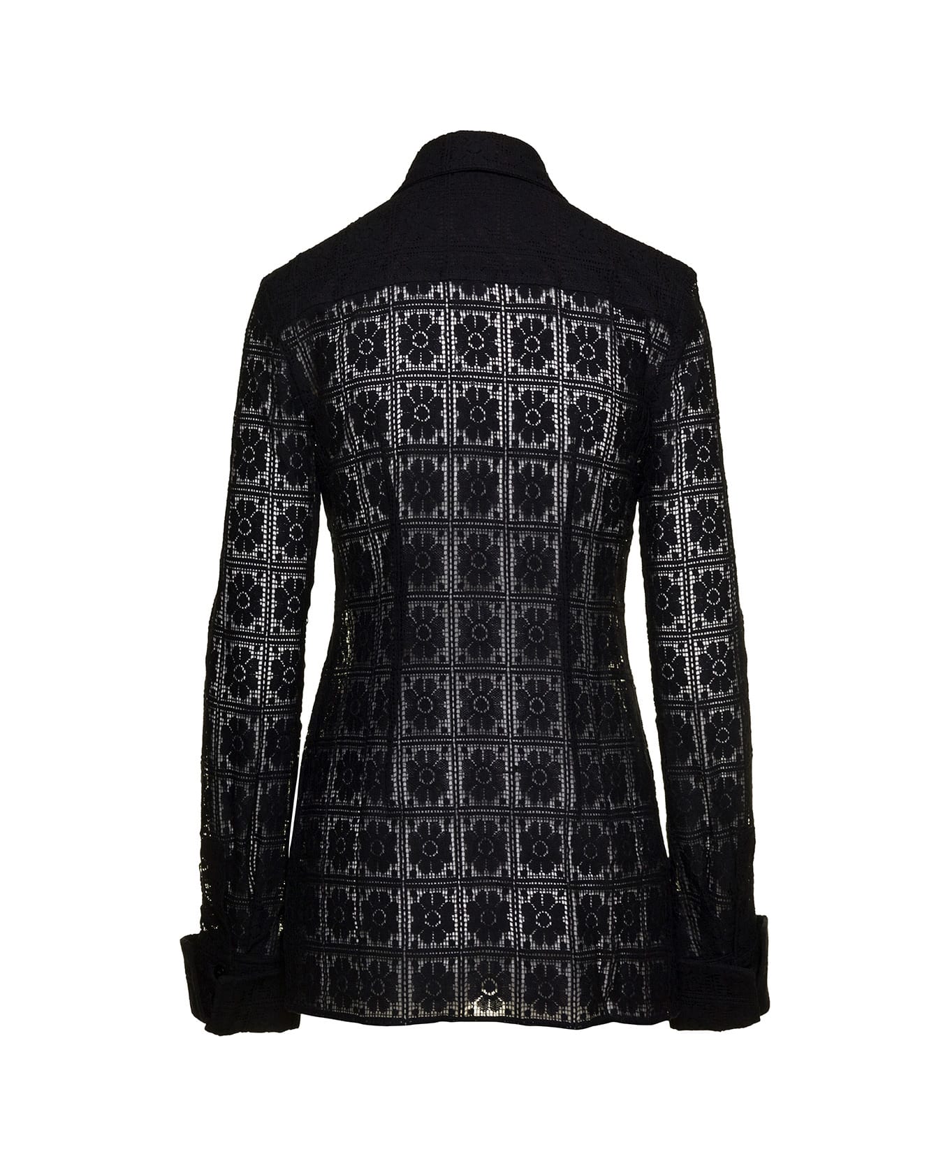 SportMax 'sava' Black Shirt With Embroidered Jacquard Motif All-over In Cotton Blend Woman - Black