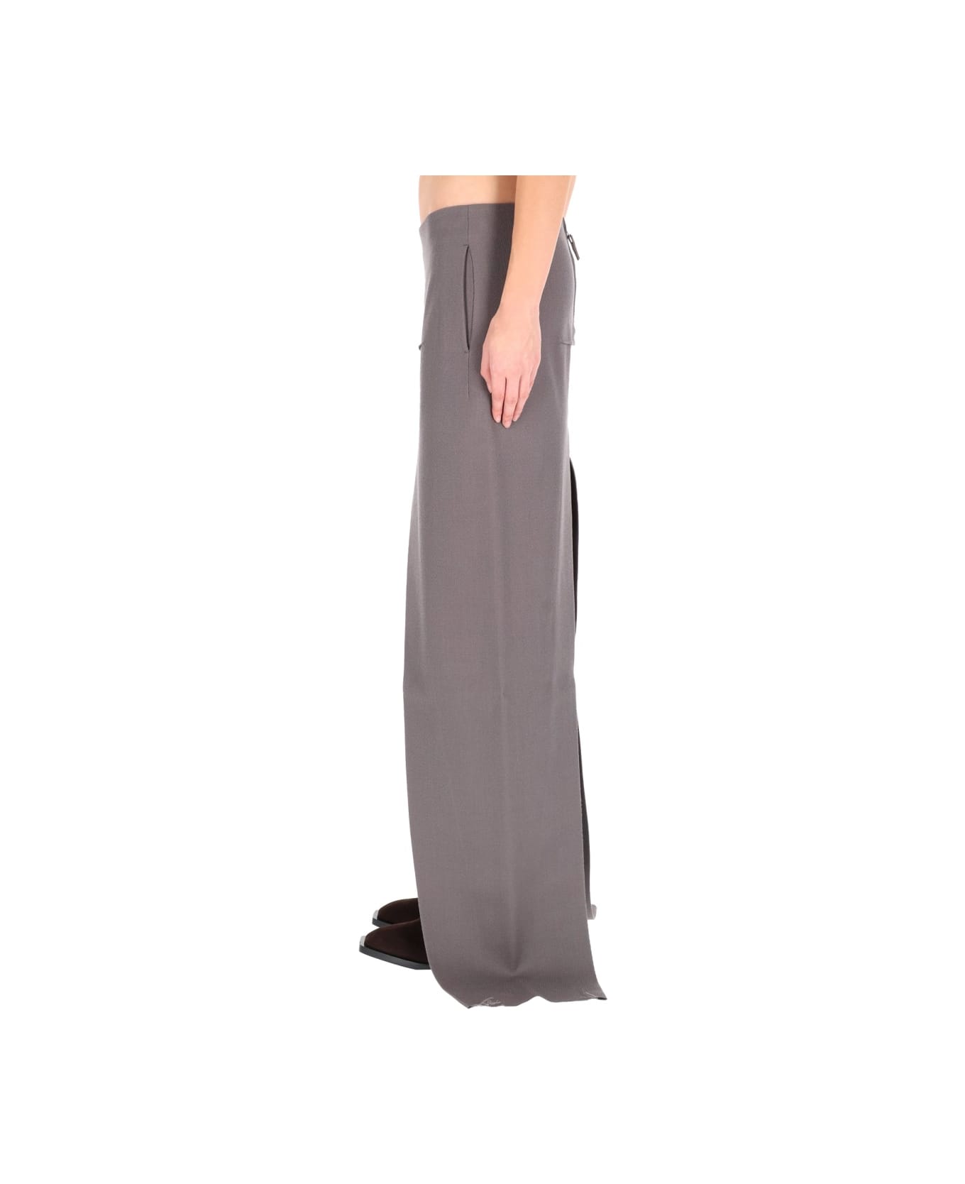 Rick Owens Long Skirt With Center Slits - GREY