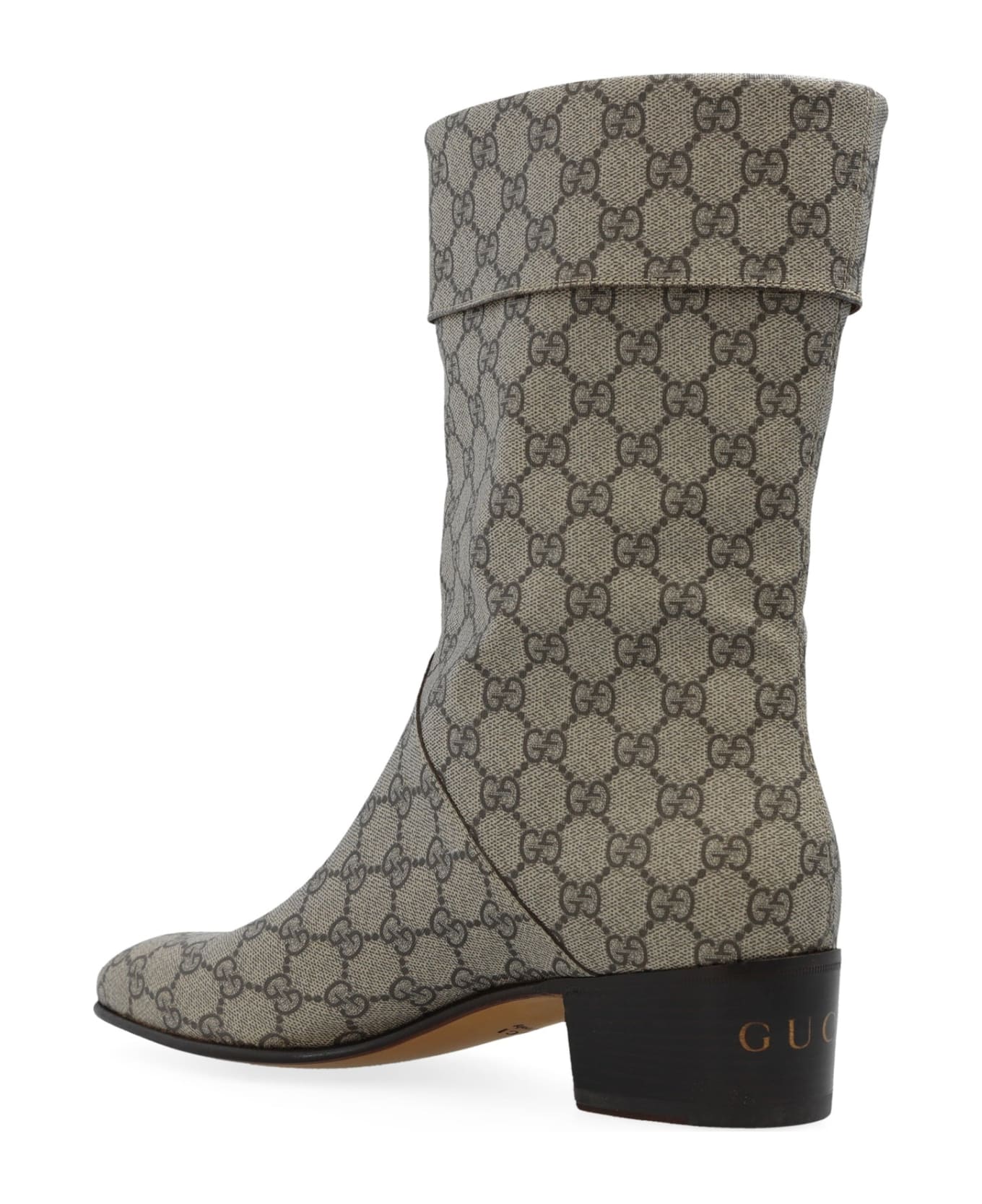 Gucci Heeled Monogram Boots - Beige