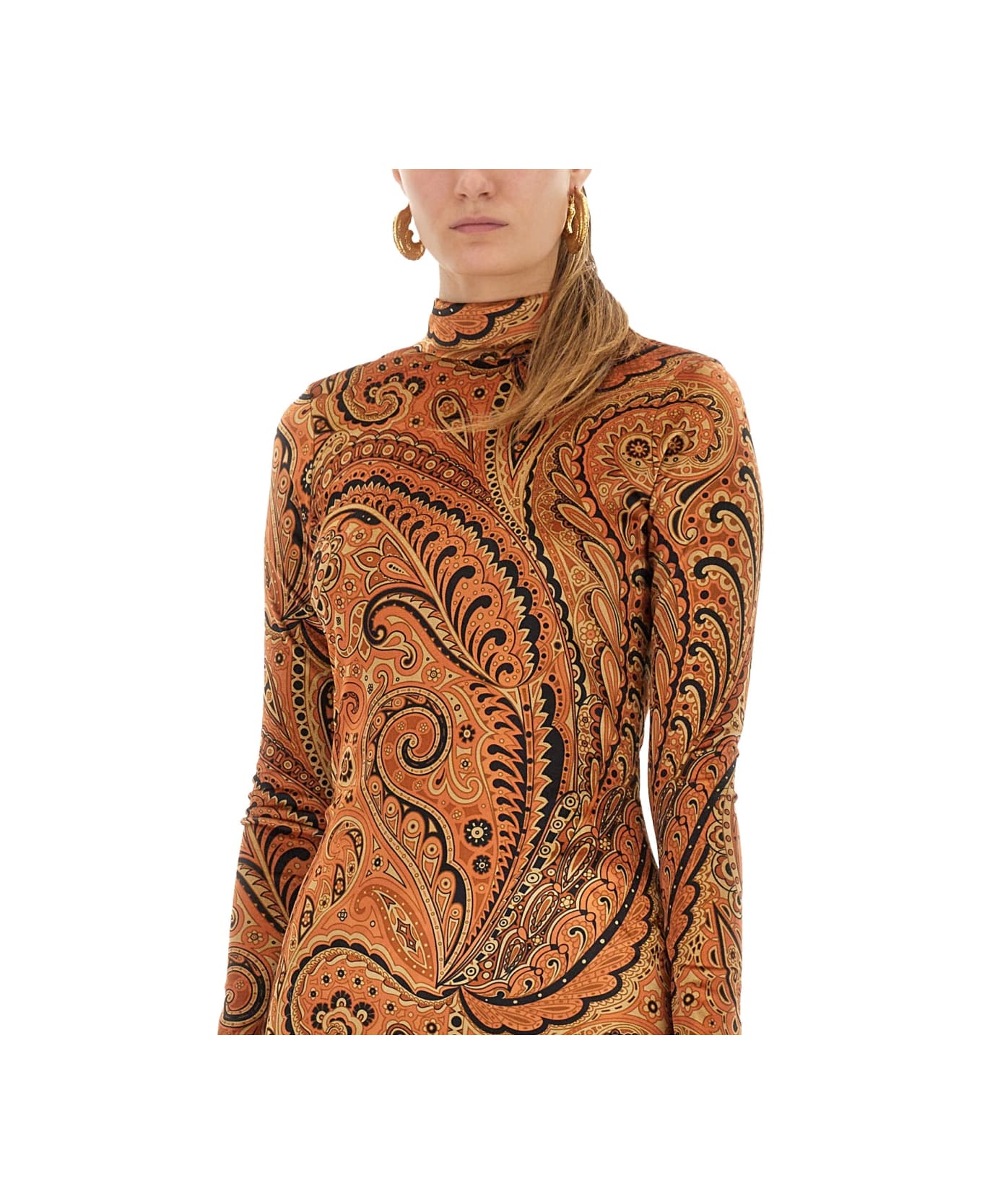Etro Paisley Print Dress - ORANGE
