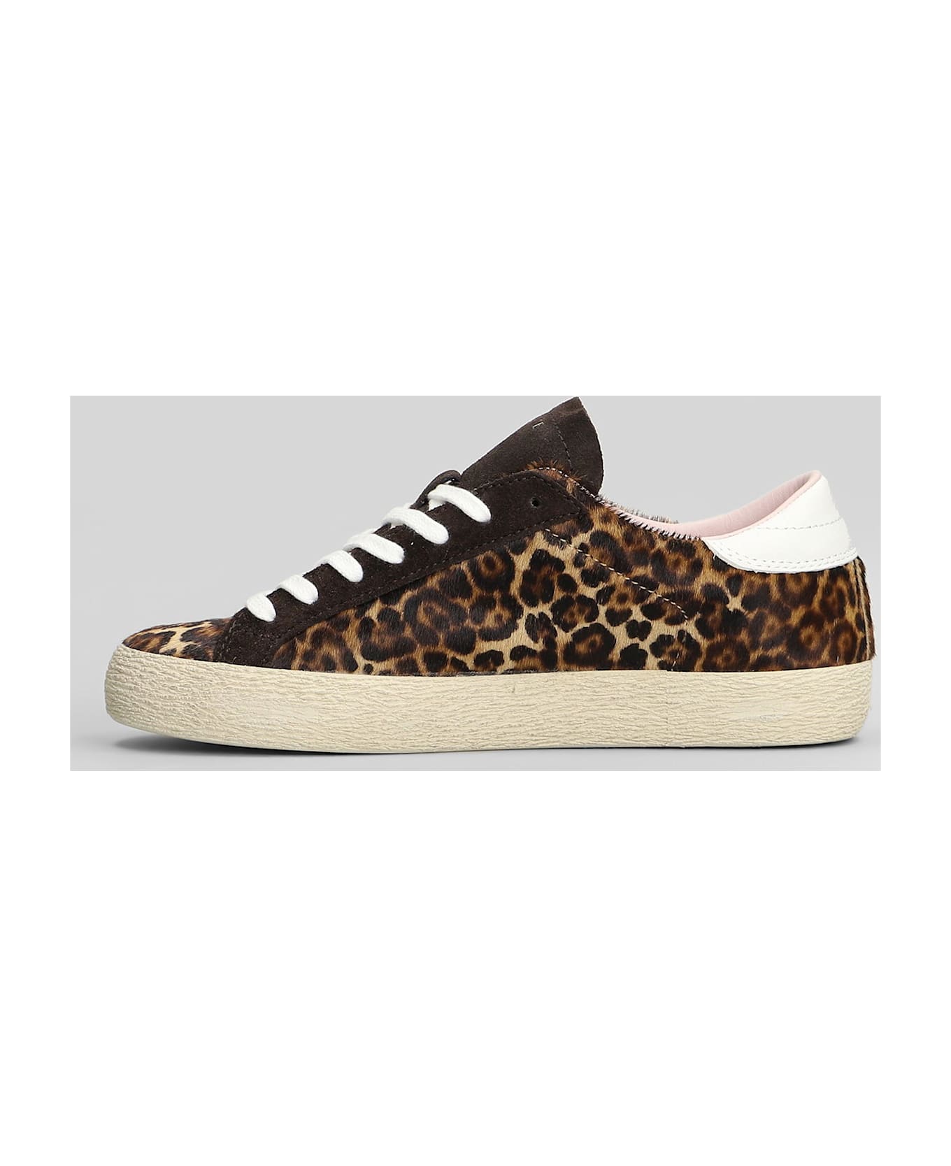 D.A.T.E. Hill Low Leopard Sneakers In Animalier Suede And Fabric - Animalier