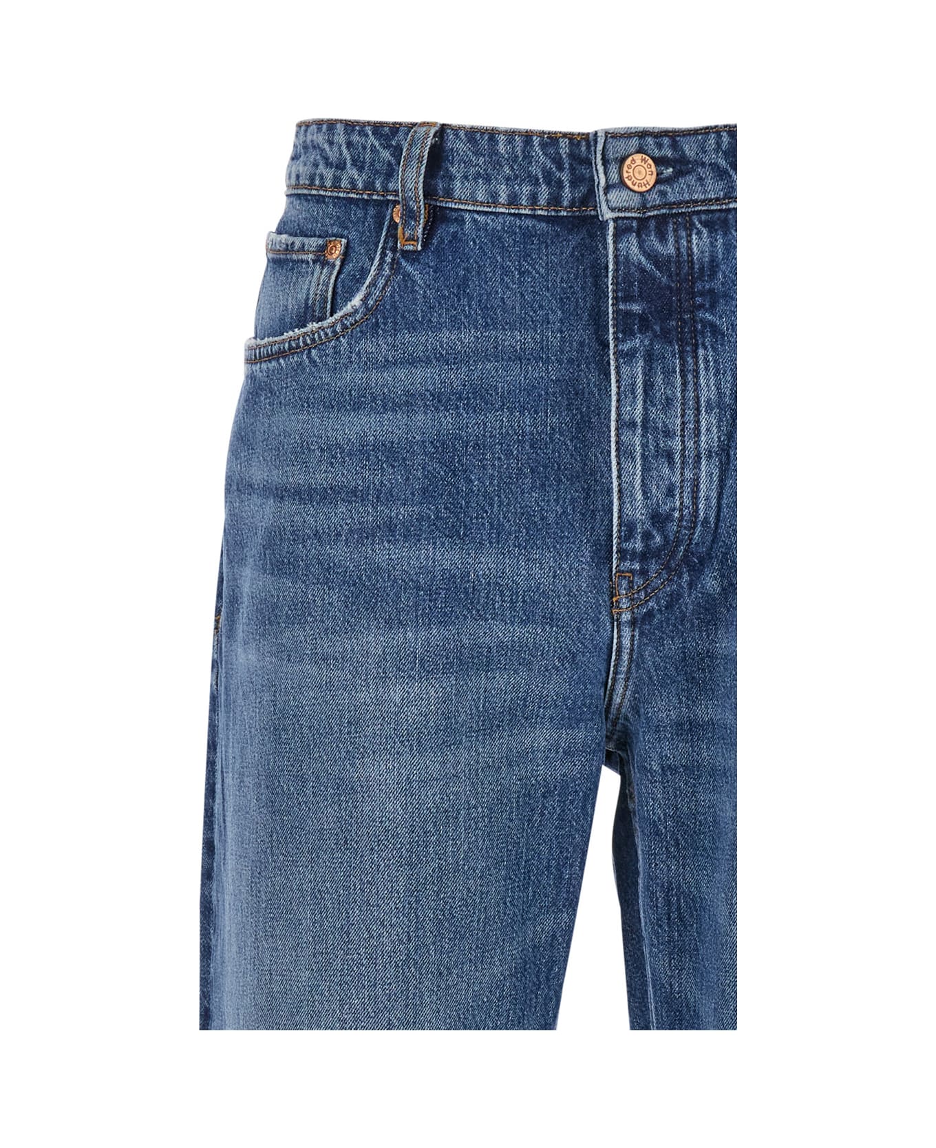 Won Hundred Blue Jeans With Belt Loops In Denim Man - Blu