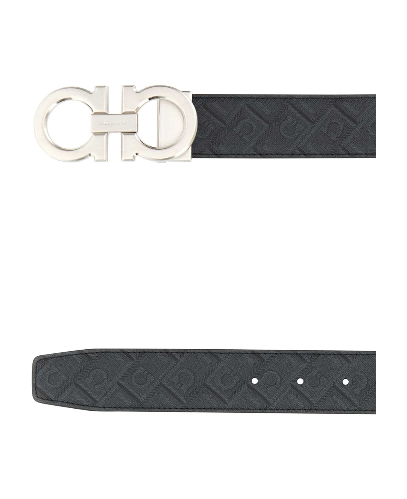 Ferragamo Black Leather Reversible Belt - NEROGRIGIONERO