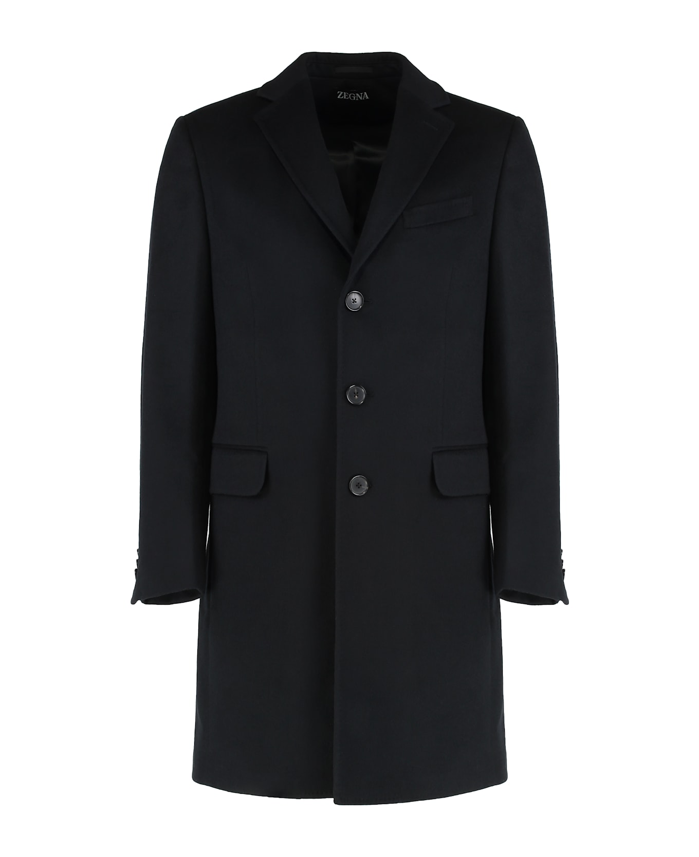 Zegna Coat In Wool Blend - black