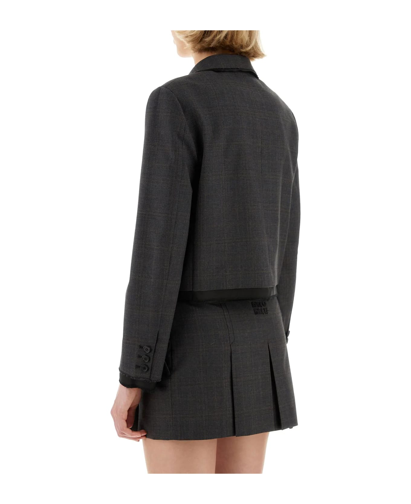 Miu Miu Embroidered Wool Blazer - Ardesia