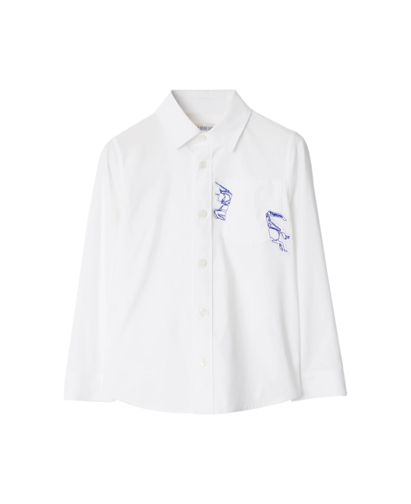 Burberry Stretch Cotton Shirt With Ekd - White
