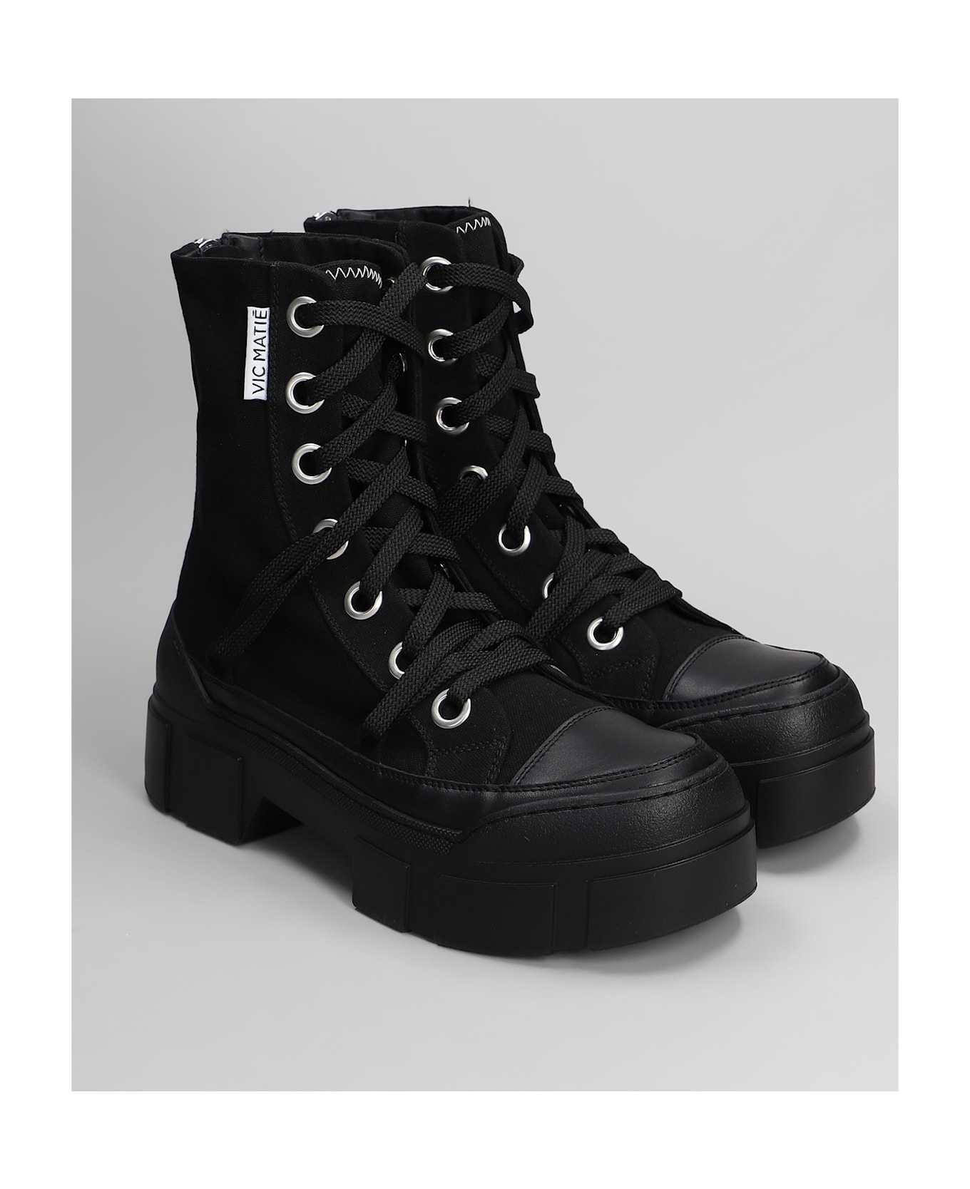 Vic Matié Bardo-nilo 101 Combat Boots In Black Fabric - black