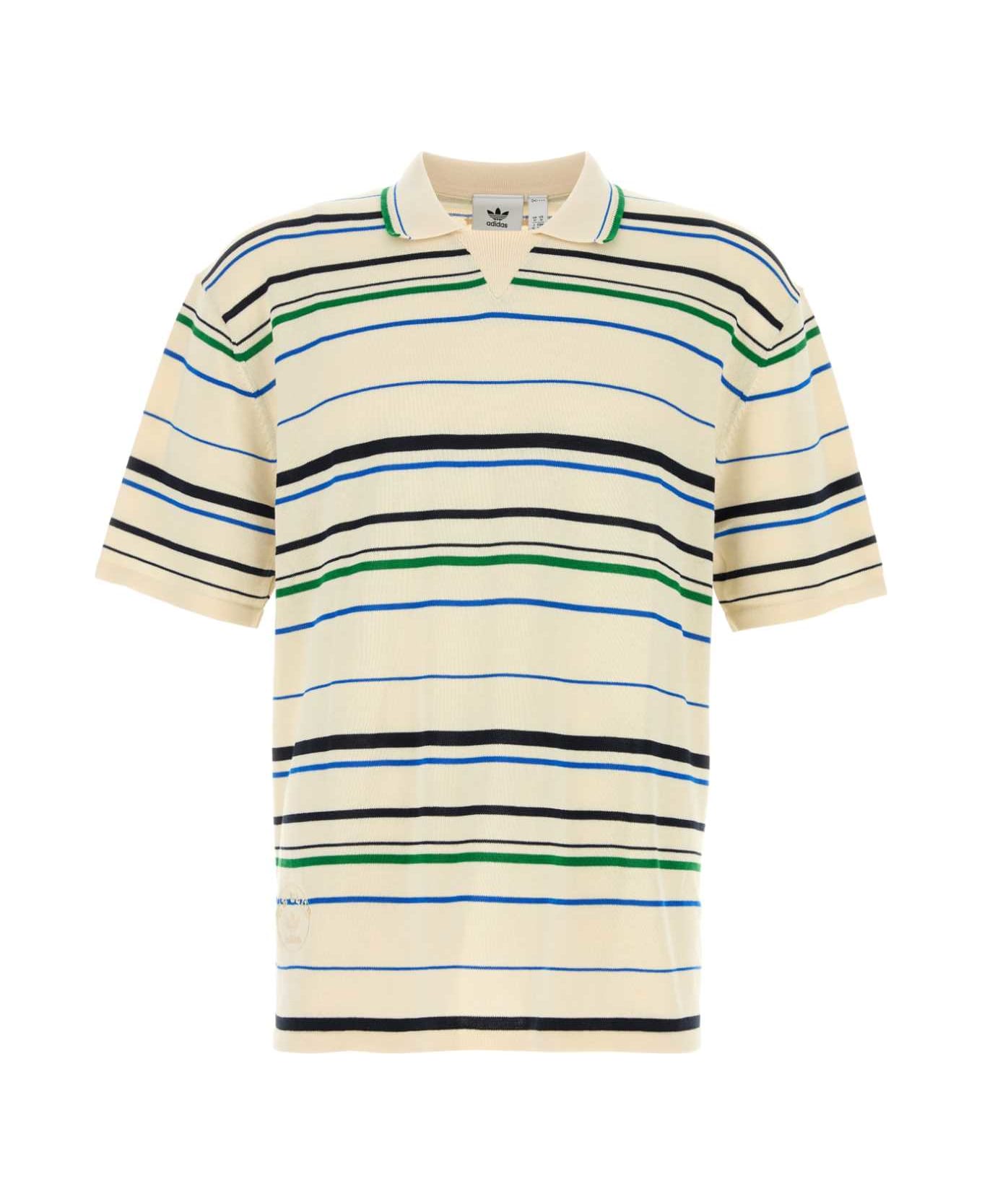 Adidas Originals Embroidered Cotton Blend Wales Bonner X Adidas Polo Shirt - WONDERWHITEGREENBLUEBIRDNIGHTINDIGO