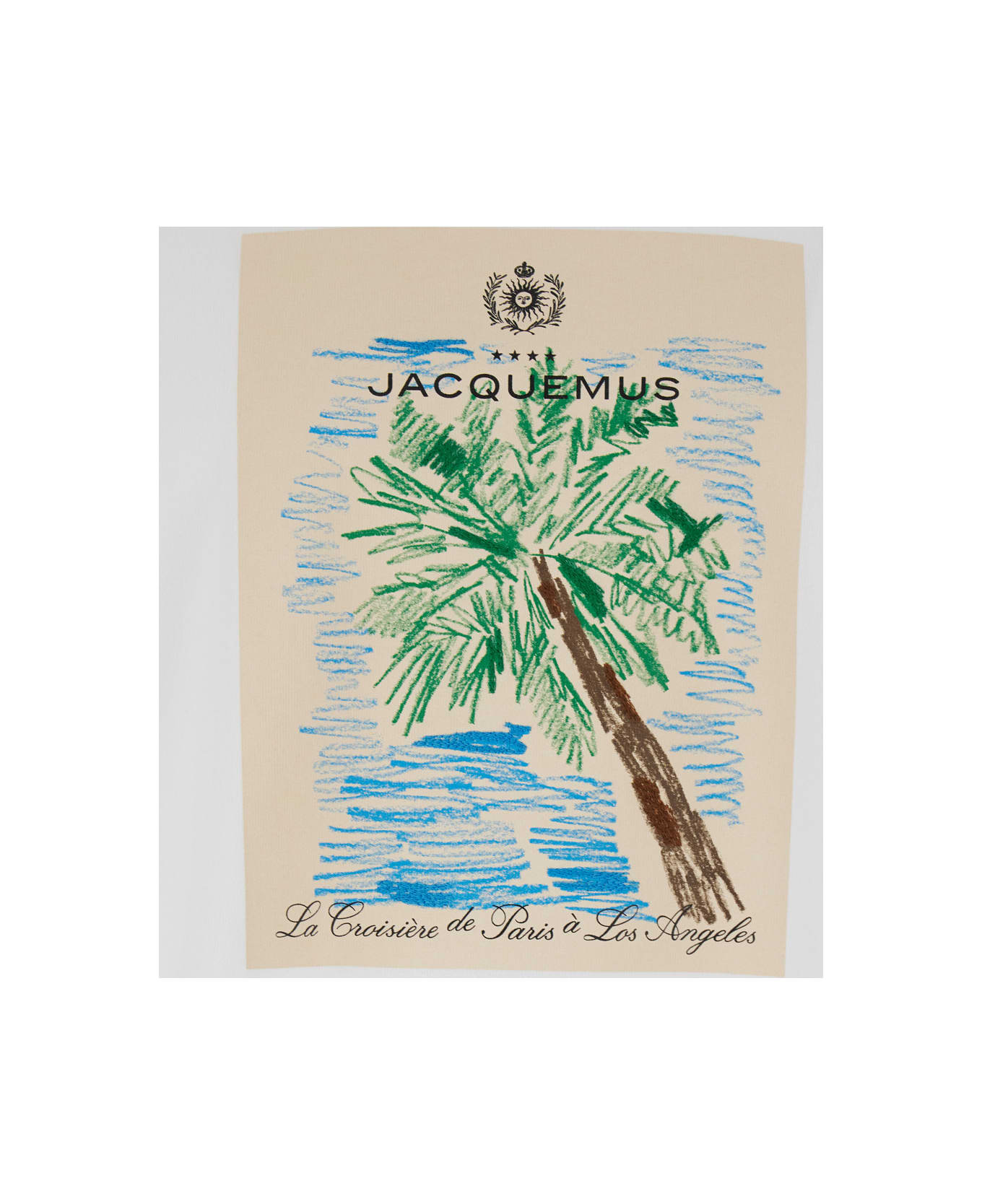 Jacquemus 'le T-shirt Marino' White Crewneck T-shirt With Maxi Print On The Front In Cotton Man - White シャツ