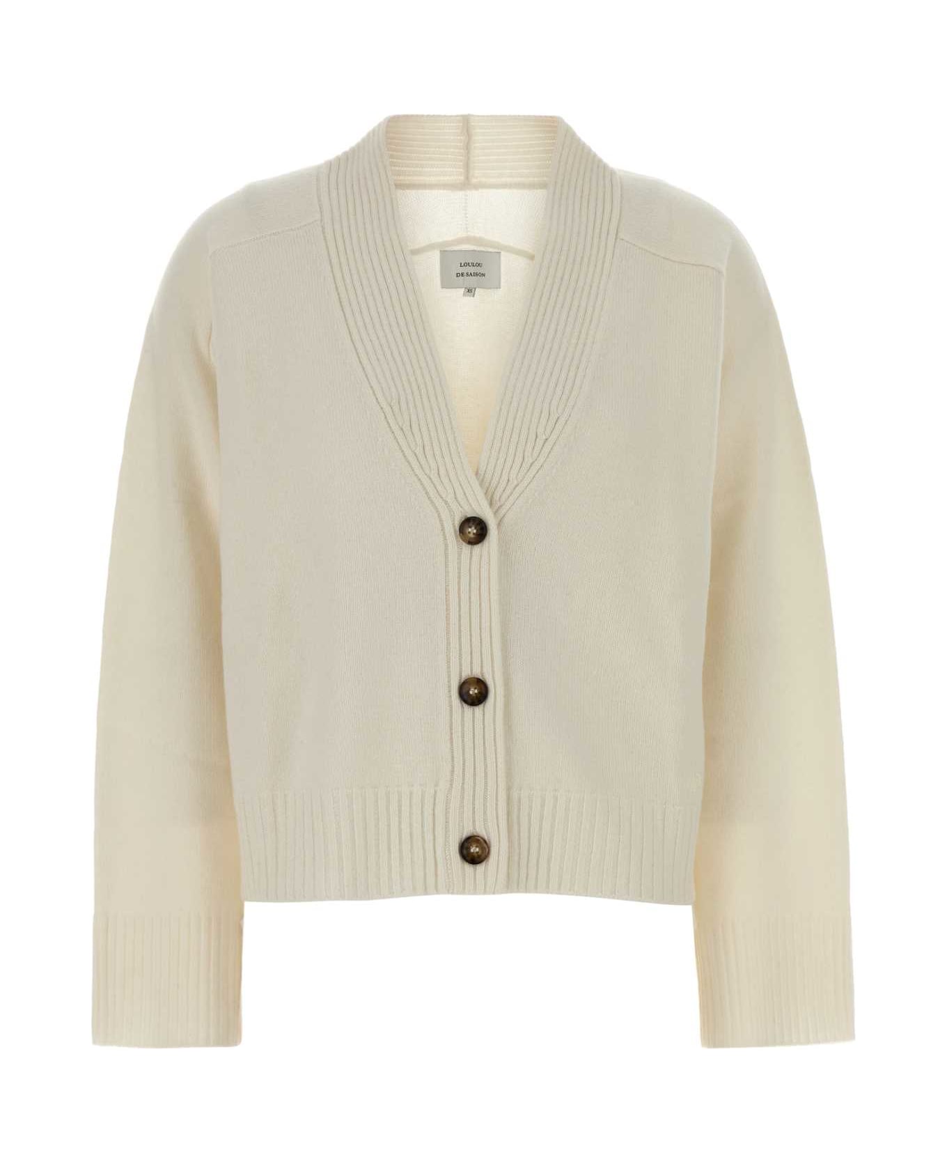 Loulou Studio Ivory Cashmere Oversize Kaia Cardigan - IVORY