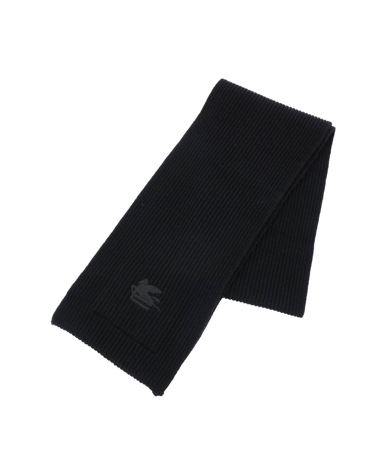 Etro Ribbed Wool Scarf - BLACK (Black) スカーフ＆ストール