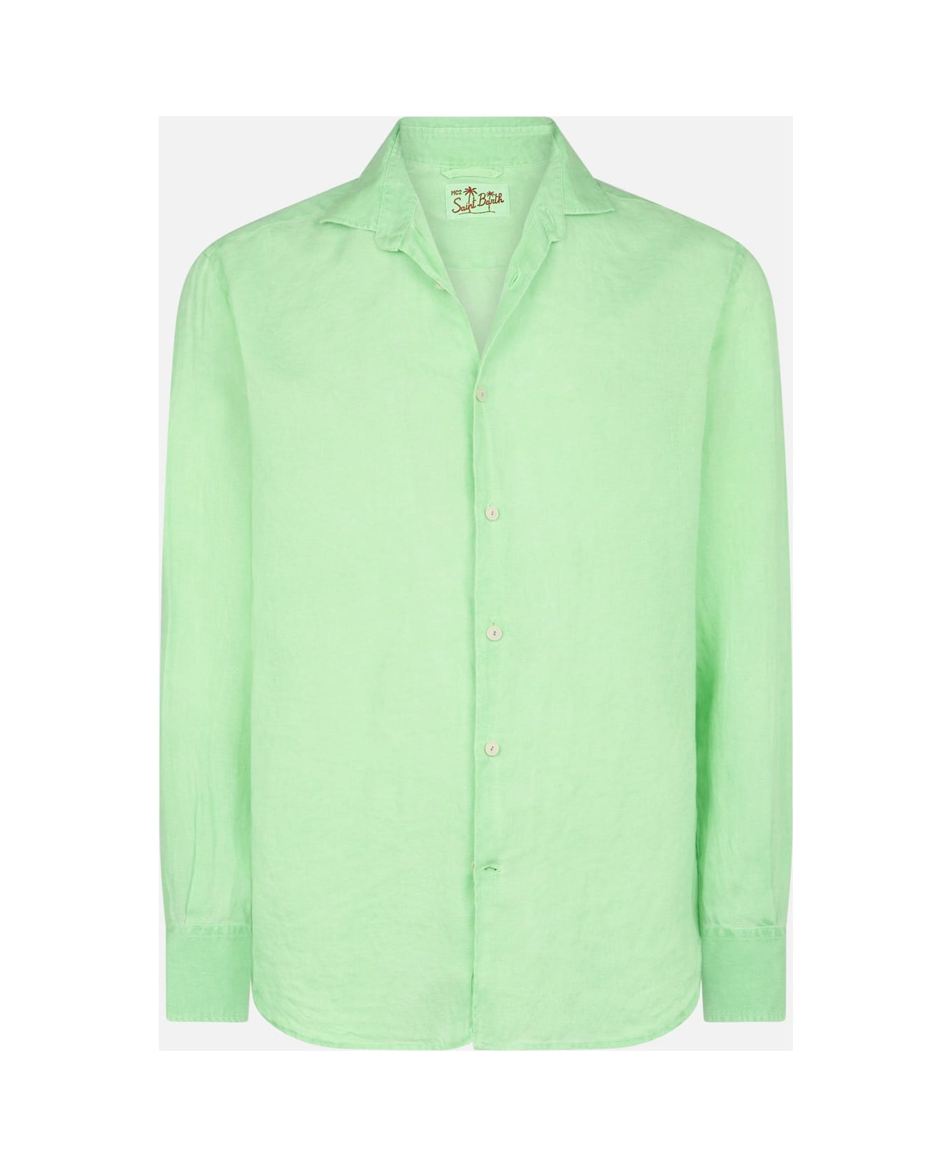 MC2 Saint Barth Man Water Color Fluo Green Linen Pamplona Shirt - GREEN