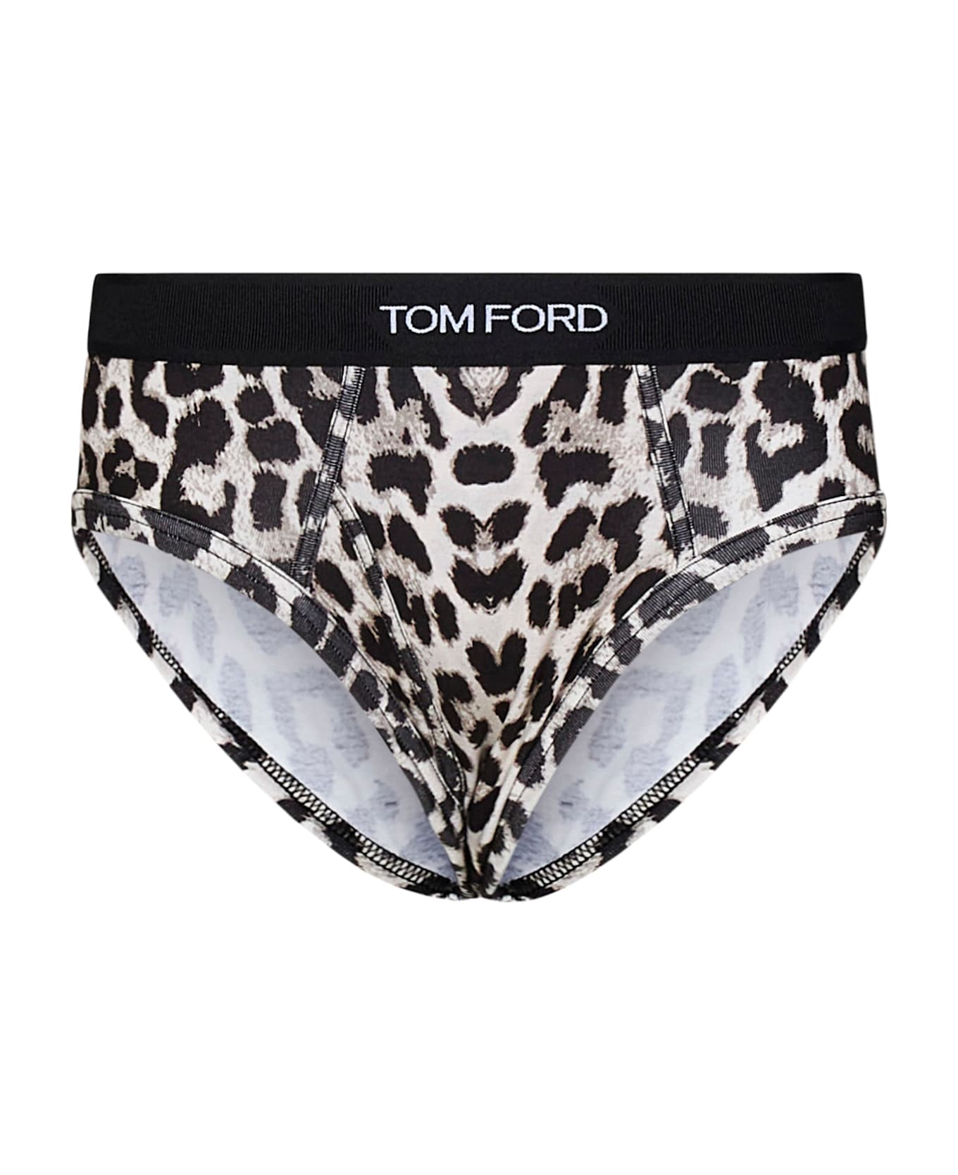 Tom Ford Printed Stretch Cotton Brief - SNOWLEOPARD