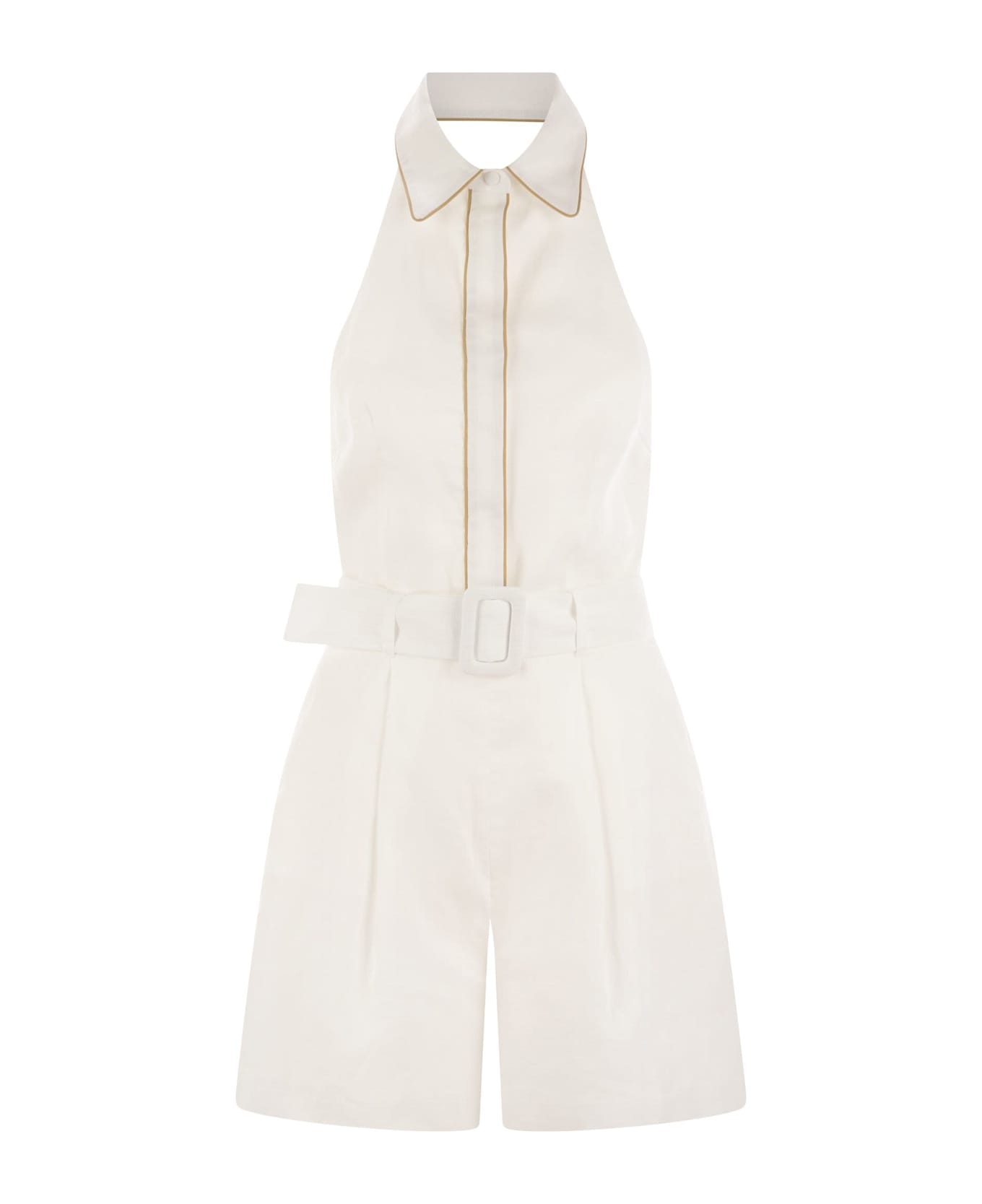 MVP Wardrobe Linen Sleeveless Romper Suit - White