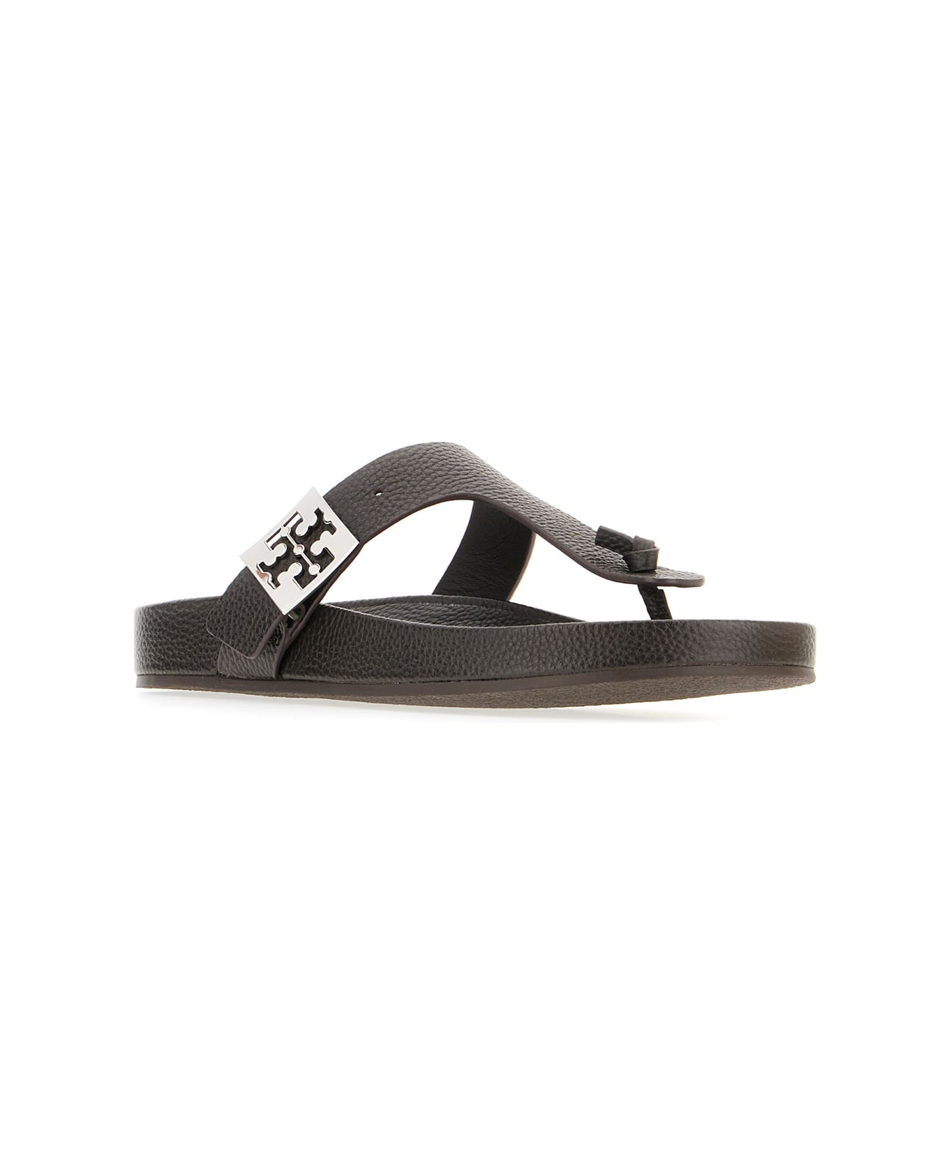 Tory Burch Dark Brown Leather Mellow Thong Sandals - COCOA COCOA