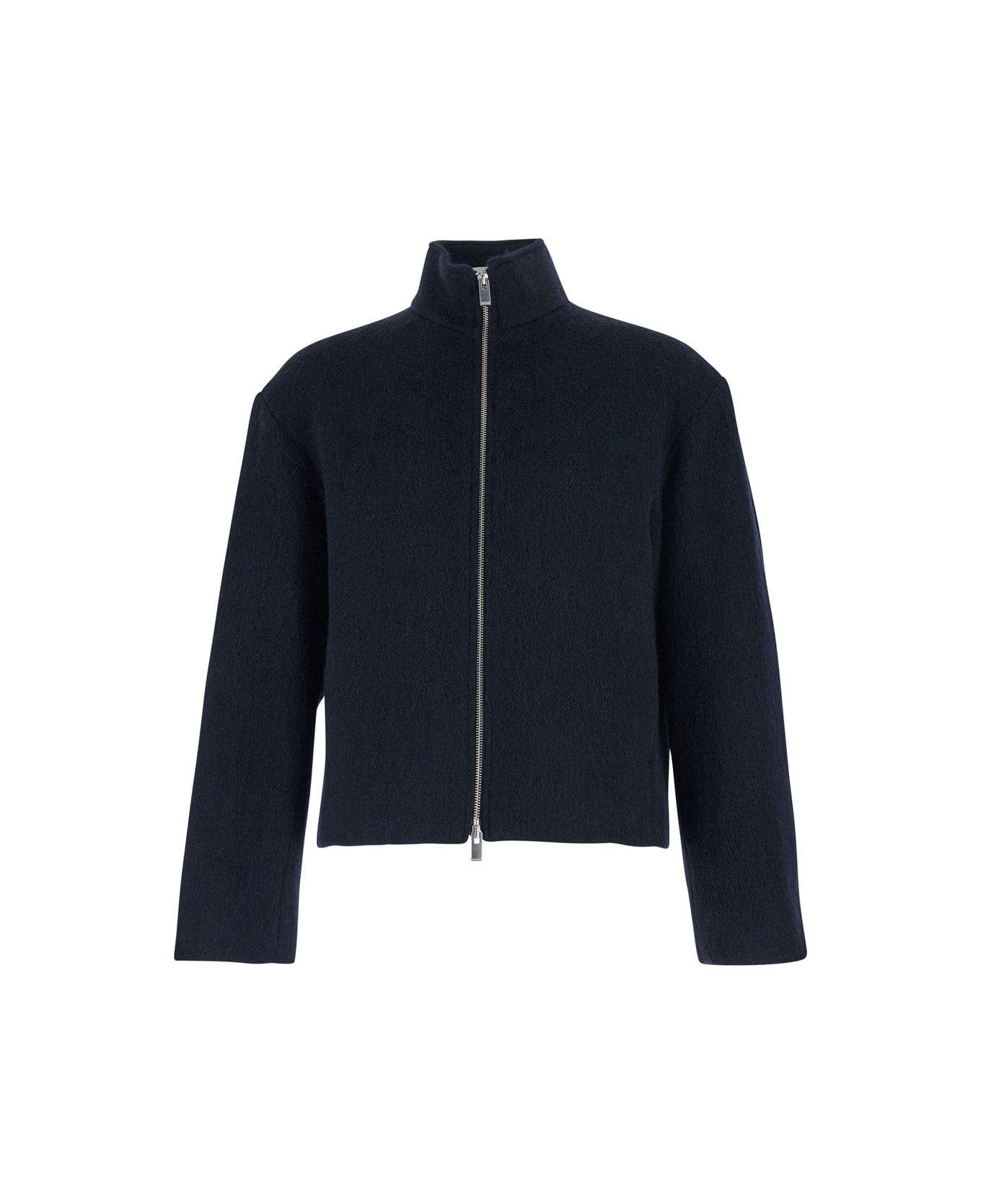 Tonywack Blue Jacket With High Neck And Dropped Shoulders In Wool Man - Blu