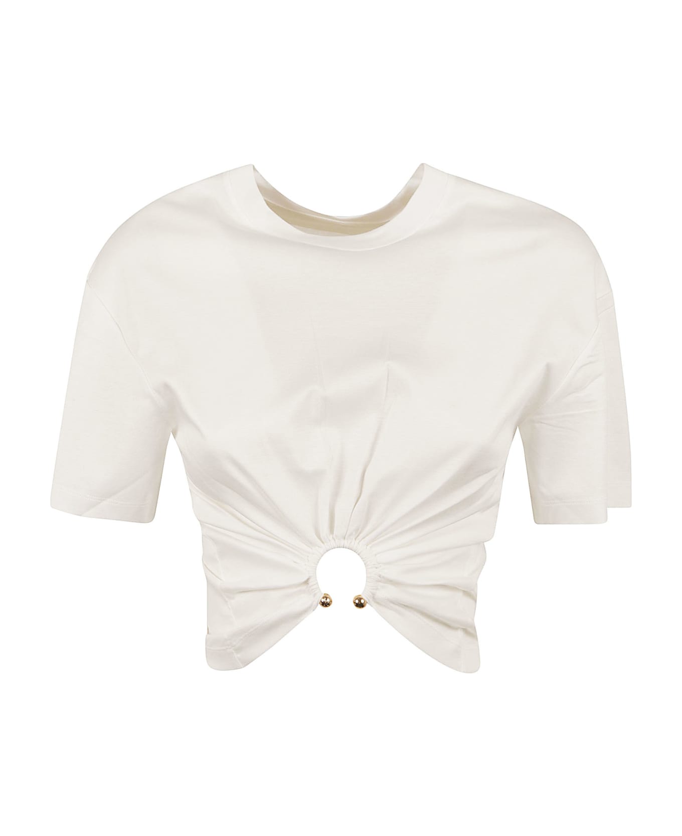Paco Rabanne Ring Detailed Cropped T-shirt - White