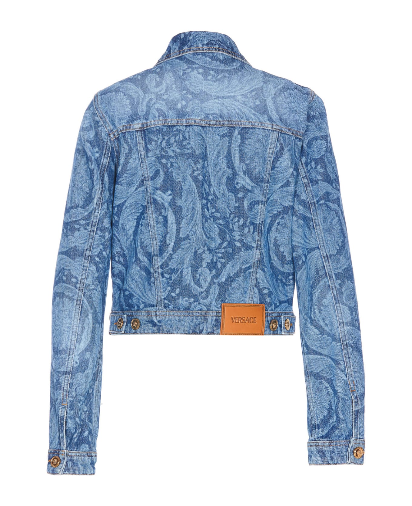 Versace Baroque Print Denim Jacket - Blue