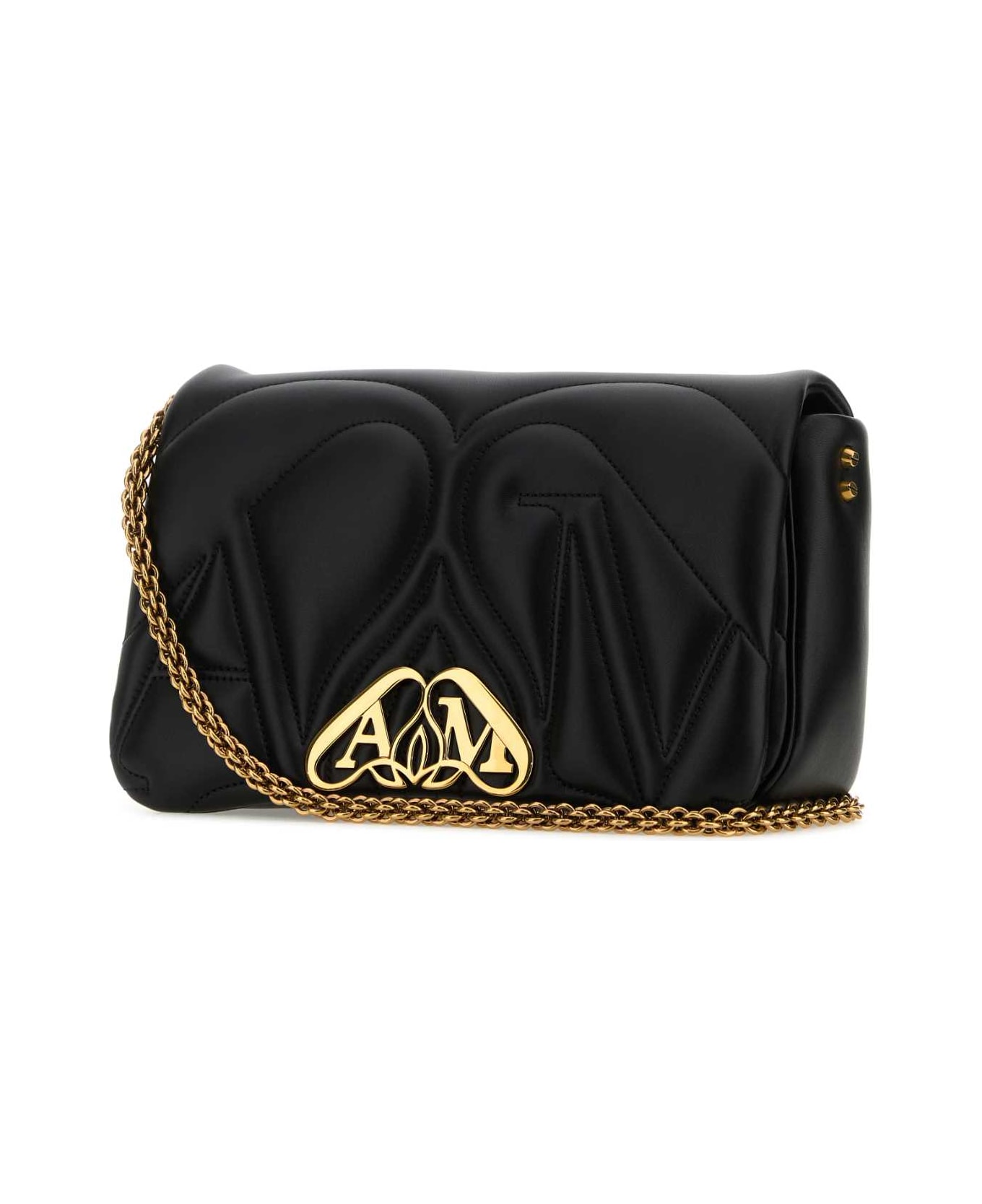 Alexander McQueen Black Leather Small Seal Shoulder Bag - Black