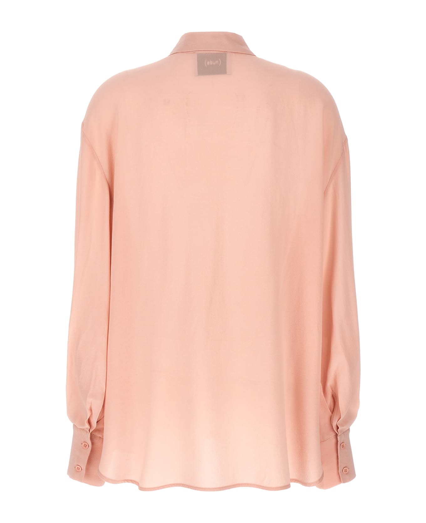 (nude) Ruffled Silk Shirt - Pink