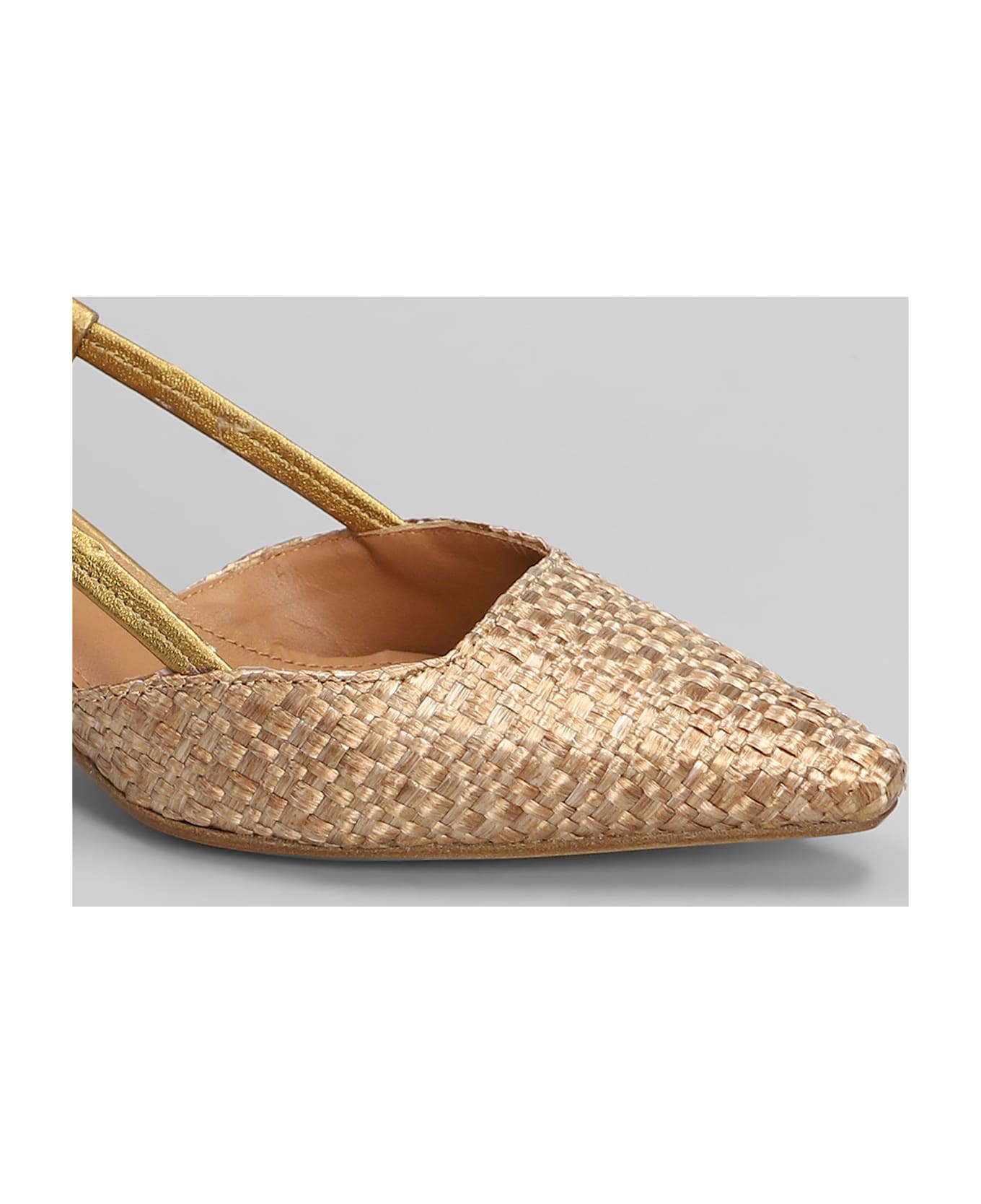 Julie Dee Pumps In Bronze Leather And Fabric - bronze