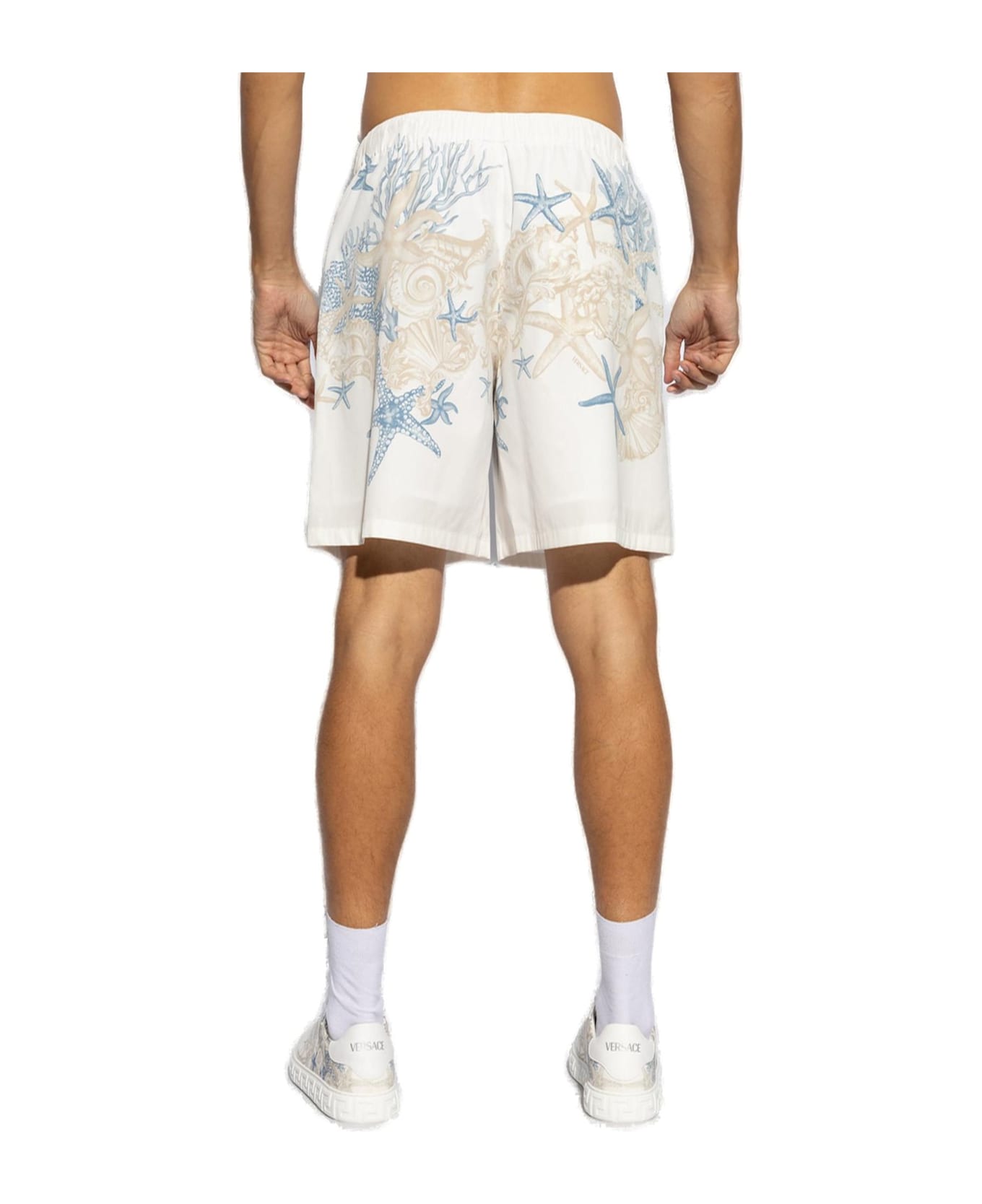 Versace Barocco Sea Logo-patch Shorts - White