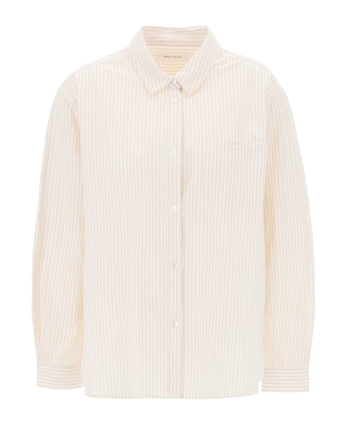 Skall Studio Striped Oversized Shirt - BEIGE WHITE STRIPE (Beige)