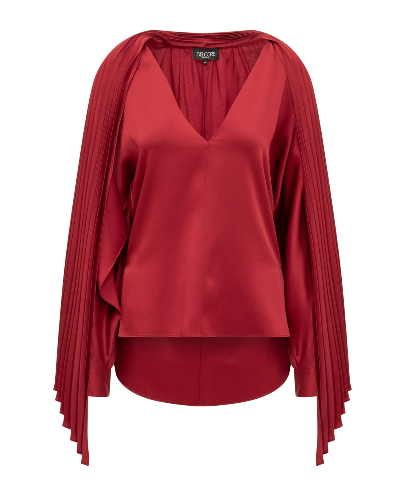 Del Core Draped Top With Scarf - Red