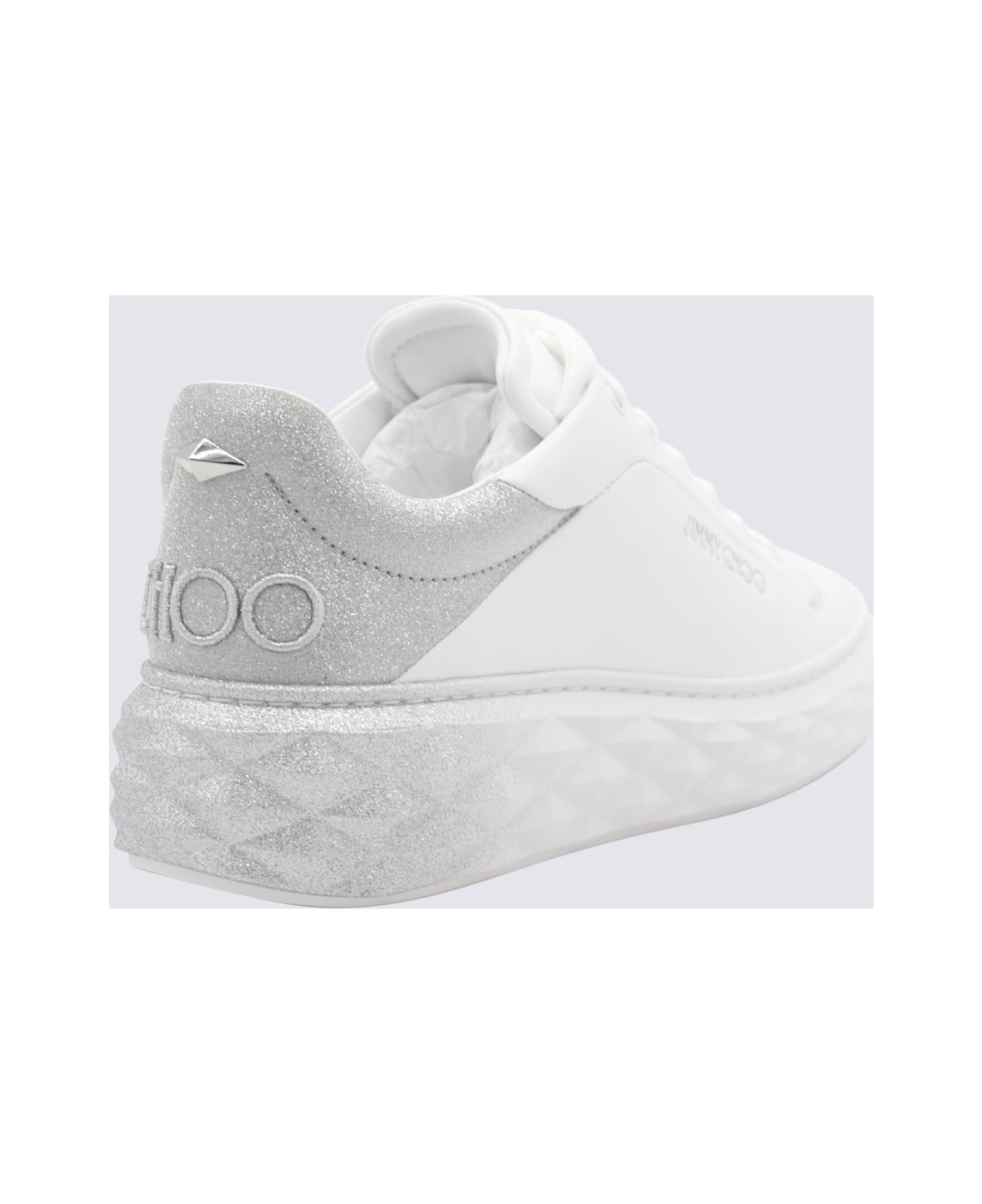 Jimmy Choo White And Silver Sneakers - White