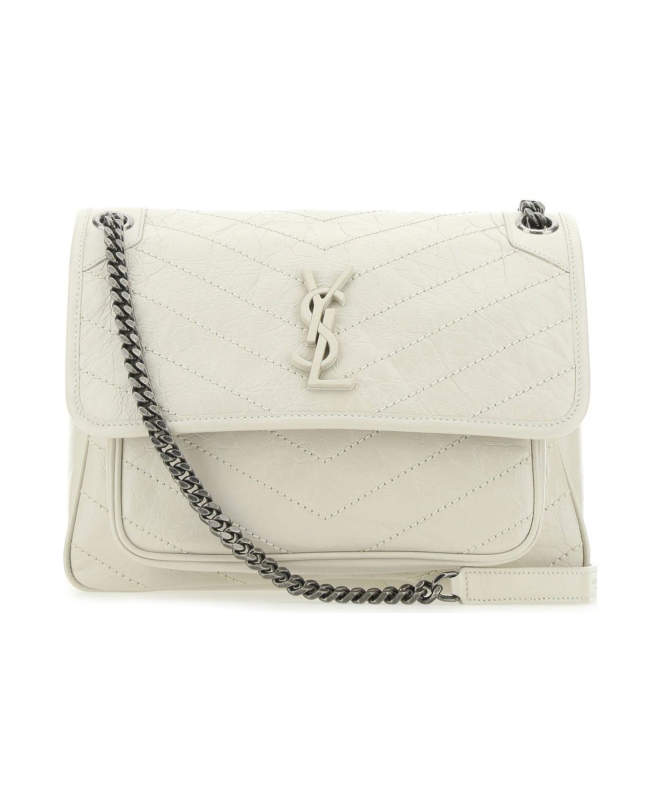 Saint Laurent Ivory Leather Medium Niki Shoulder Bag - White
