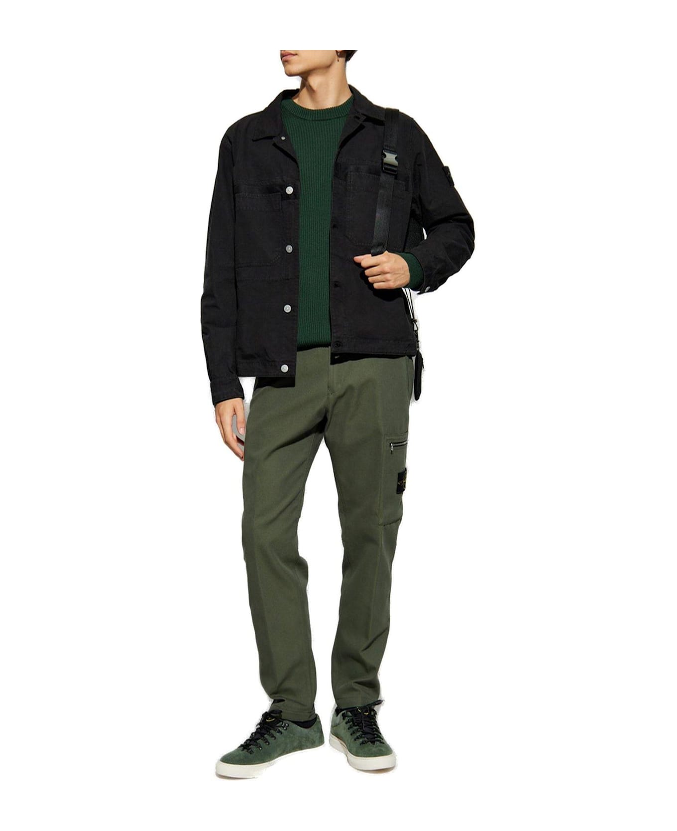 Stone Island Logo Patch Shirt Jacket - BLACK ジャケット