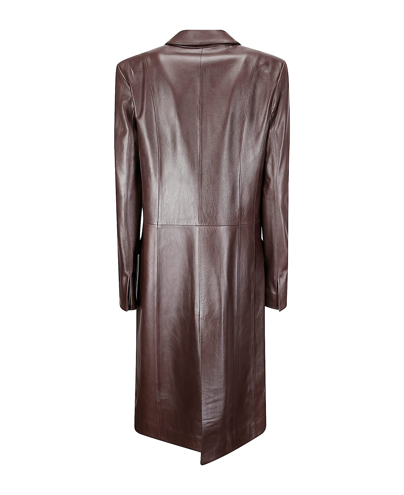 Desa 1972 Leather Redingote Coat - Dark Coffee