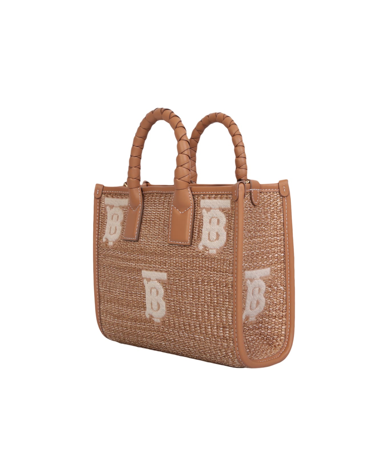 Burberry 'freya' Raffia Effect Handbag - A1395