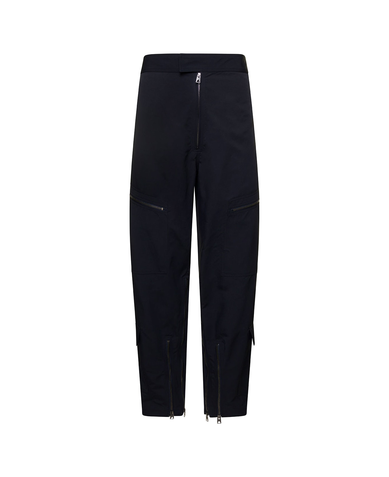 Bottega Veneta Black Wide-leg Pants With Zip Detailing In Polyamide Man - Blu