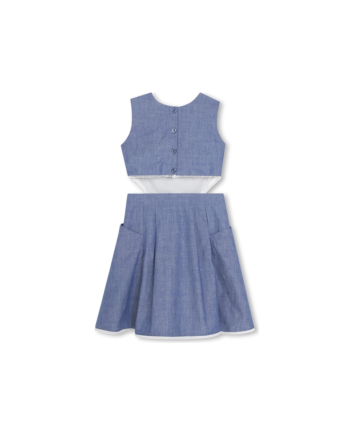 Chloé Medium Blue Sleeveless Dress With Embroidery And Cut-out - Blue