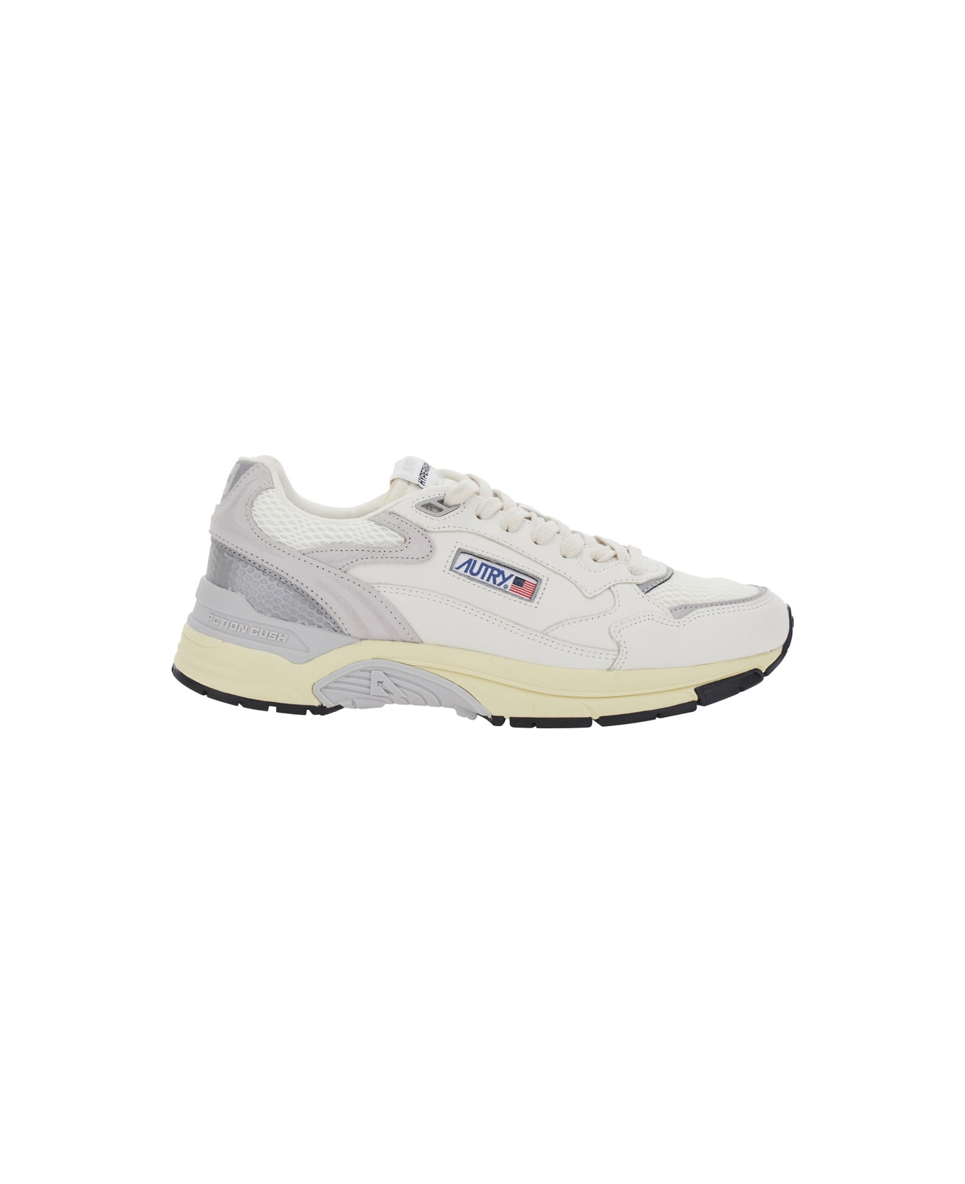 Autry 'hyperway' White Low Top Sneakers With Logo Patch On Tongue And Side In Tech Fabric Man - White