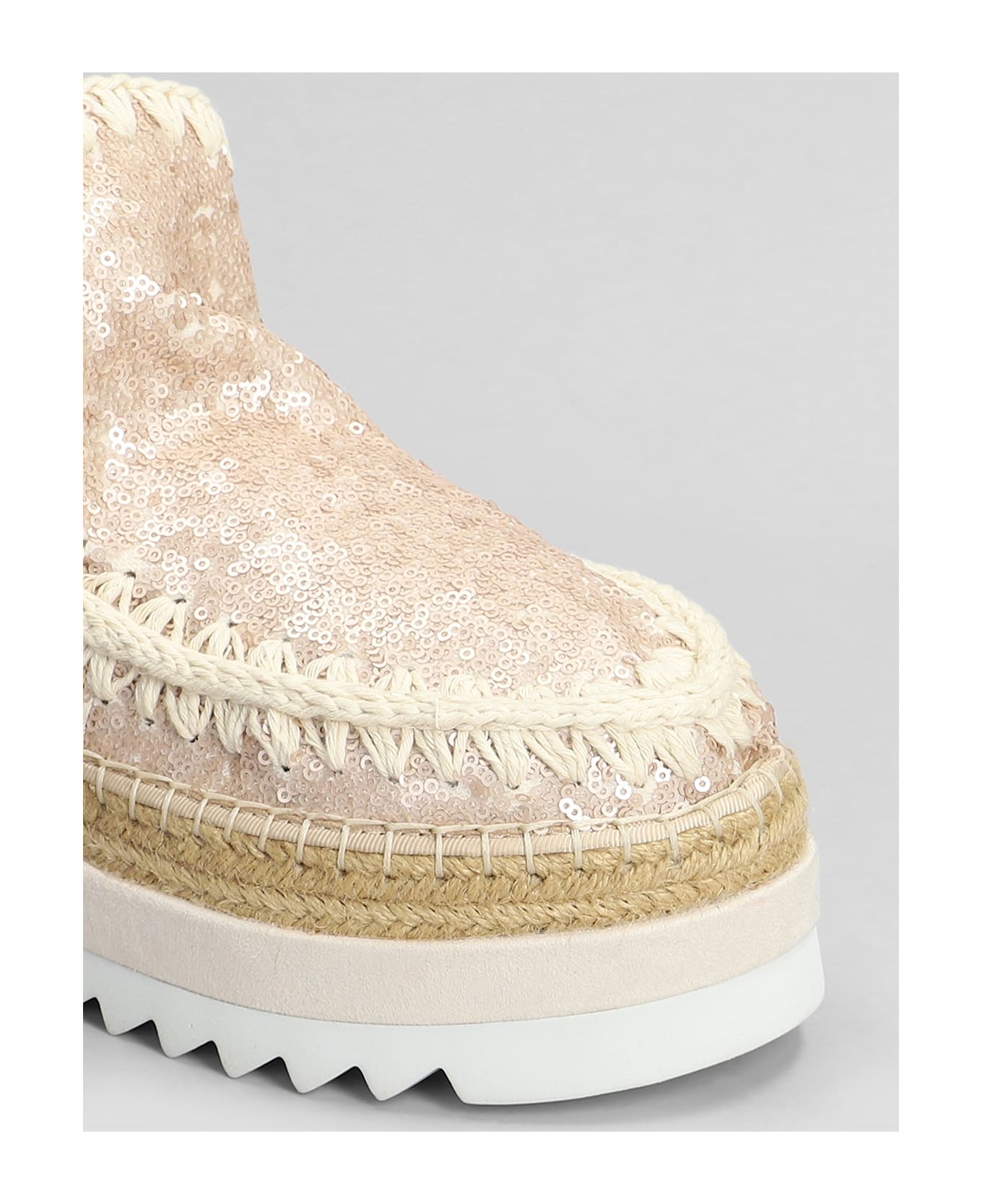 Mou Eskimo Jute Eva Low Heels Ankle Boots In Rose-pink Synthetic Fibers - rose-pink
