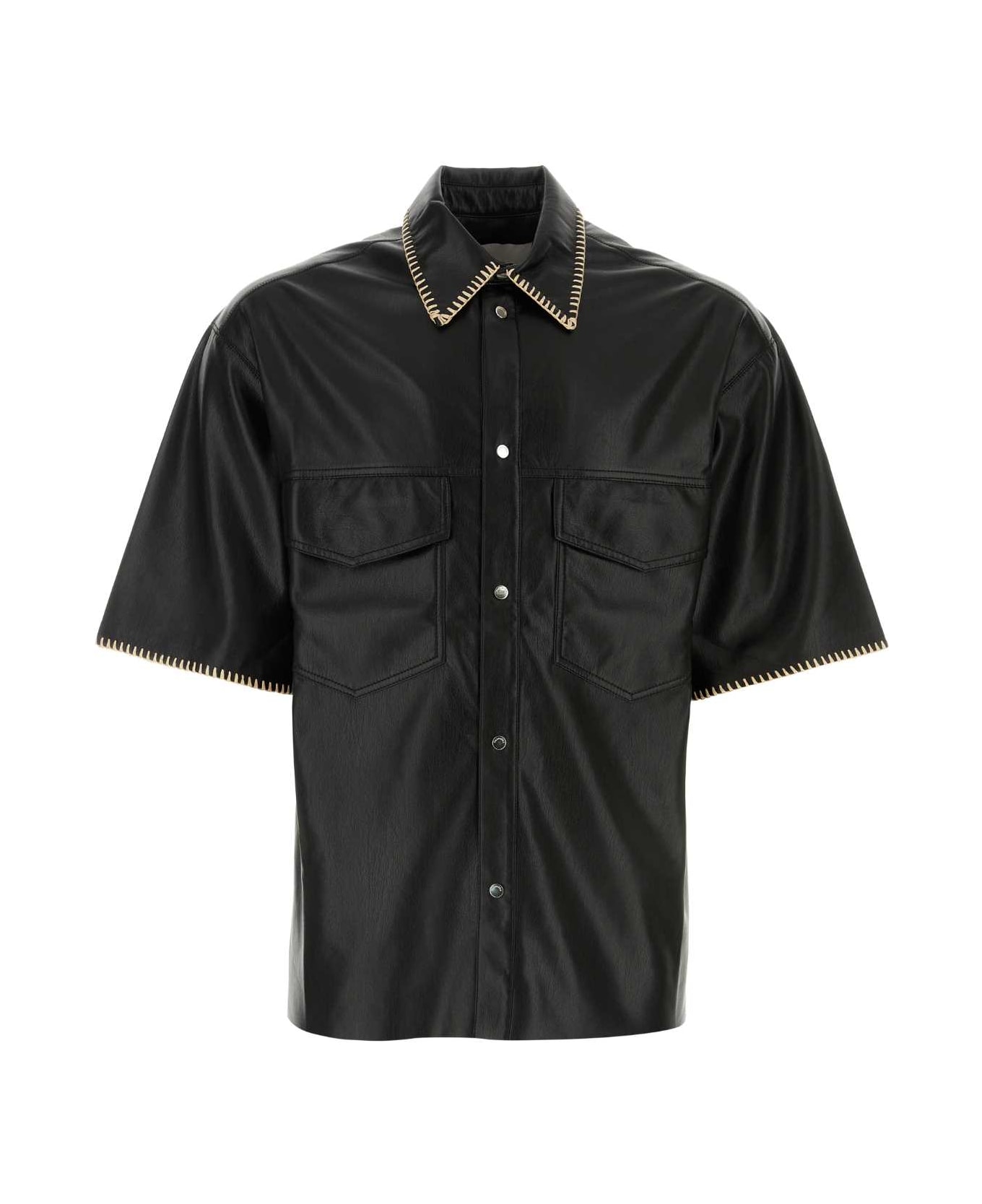 Nanushka Black Synthetic Leather Mance Shirt - BLACK