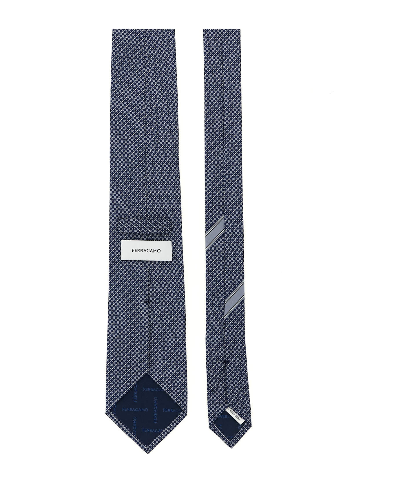 Ferragamo 'gancini' Print Tie - Blue