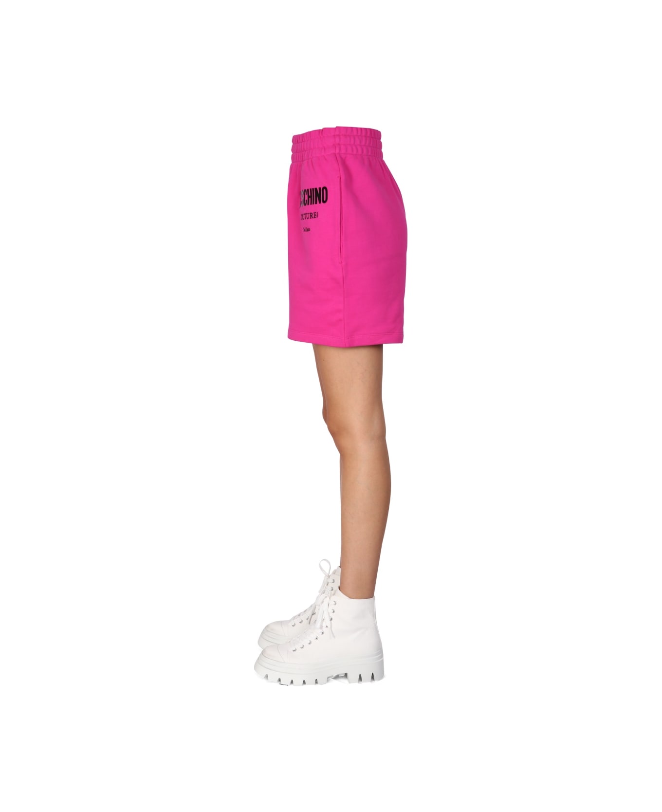 Moschino Shorts With Vinyl Logo - PURPLE