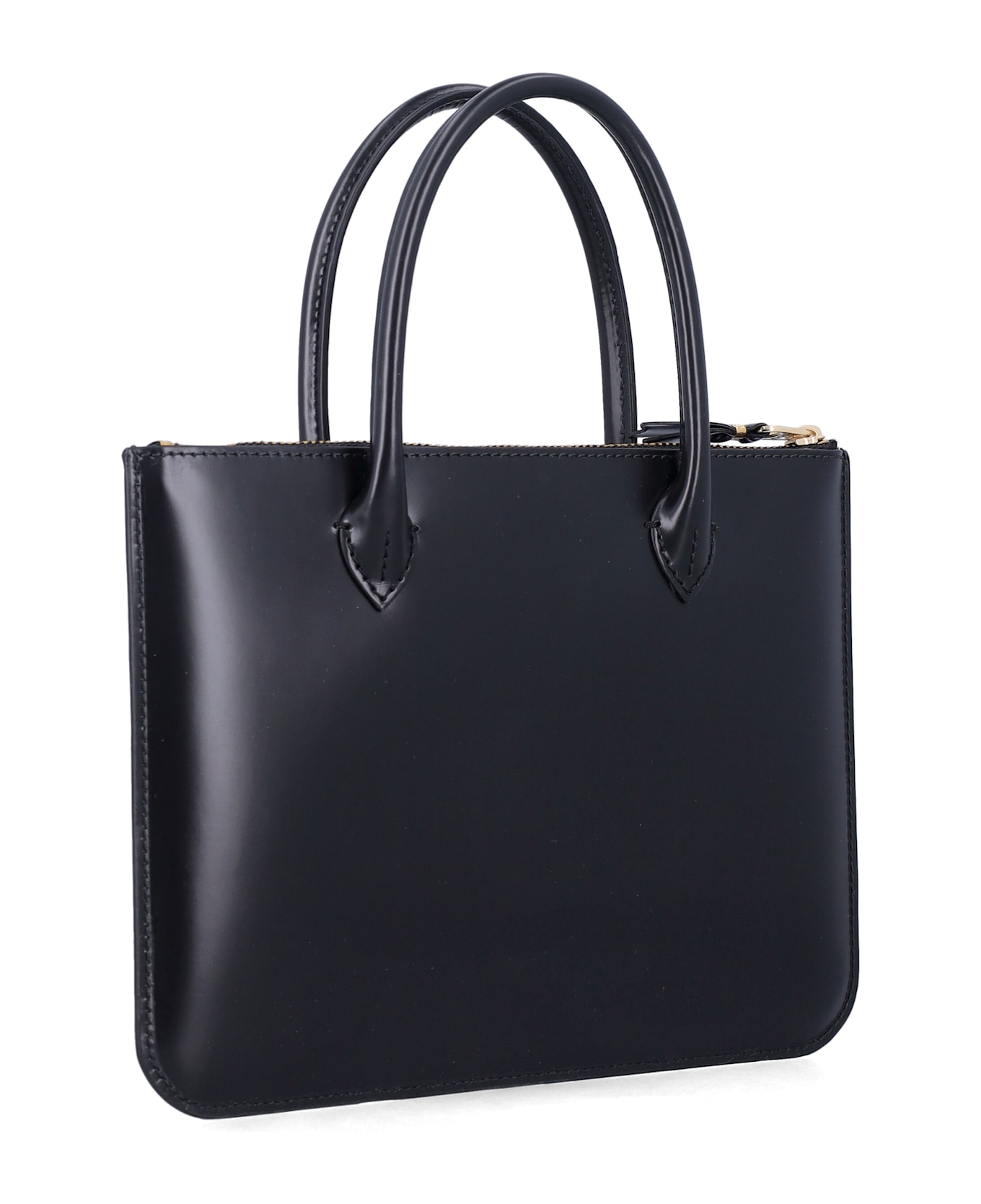 Comme des Garçons Wallet Leather Wallet Bag With Handles - Black 財布