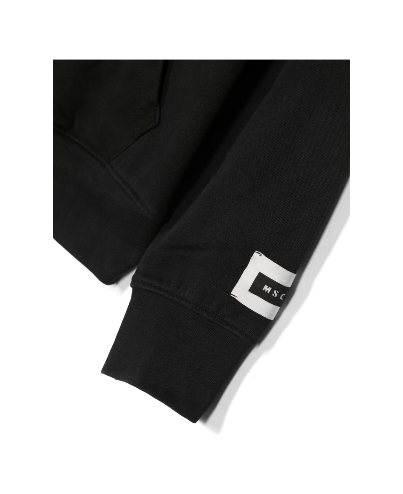 MSGM Black Hoodie With Logo And Rhinestones - Nero ニットウェア＆スウェットシャツ