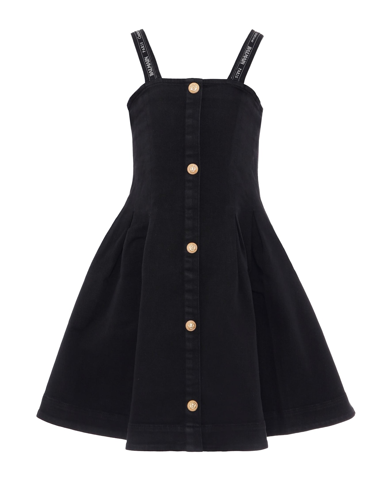 Balmain Black Dress For Girl With Logo - Black